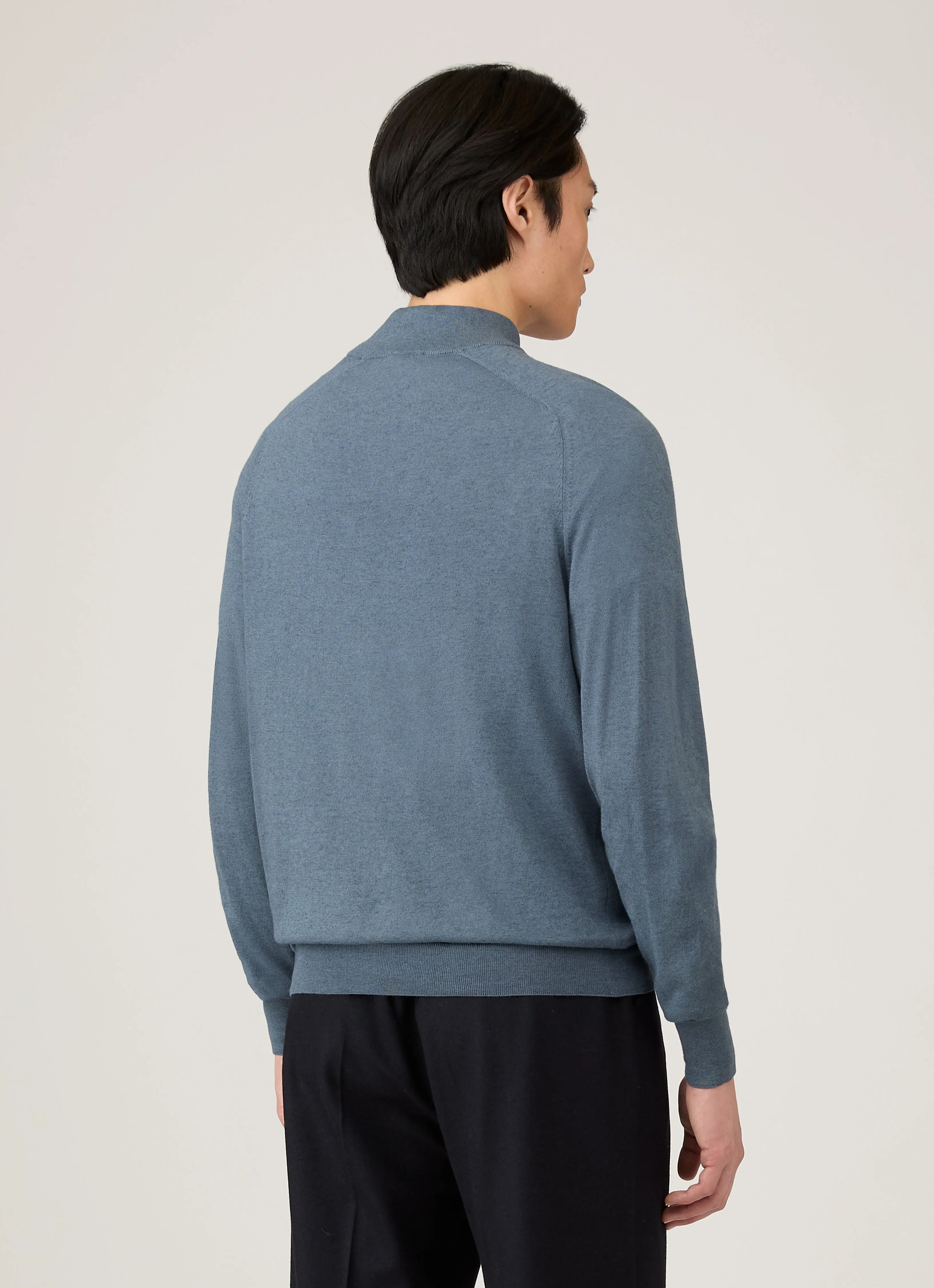 Men's Sea Island Cashmere Half Zip in Slate Blue sold by Sunspel product image thumbnail 5