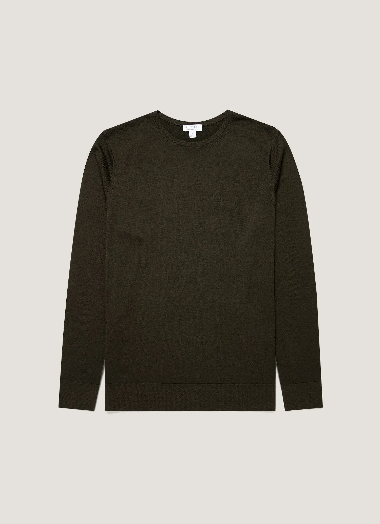Men's Extra-Fine Merino Crew Neck in Dark Green sold by Sunspel