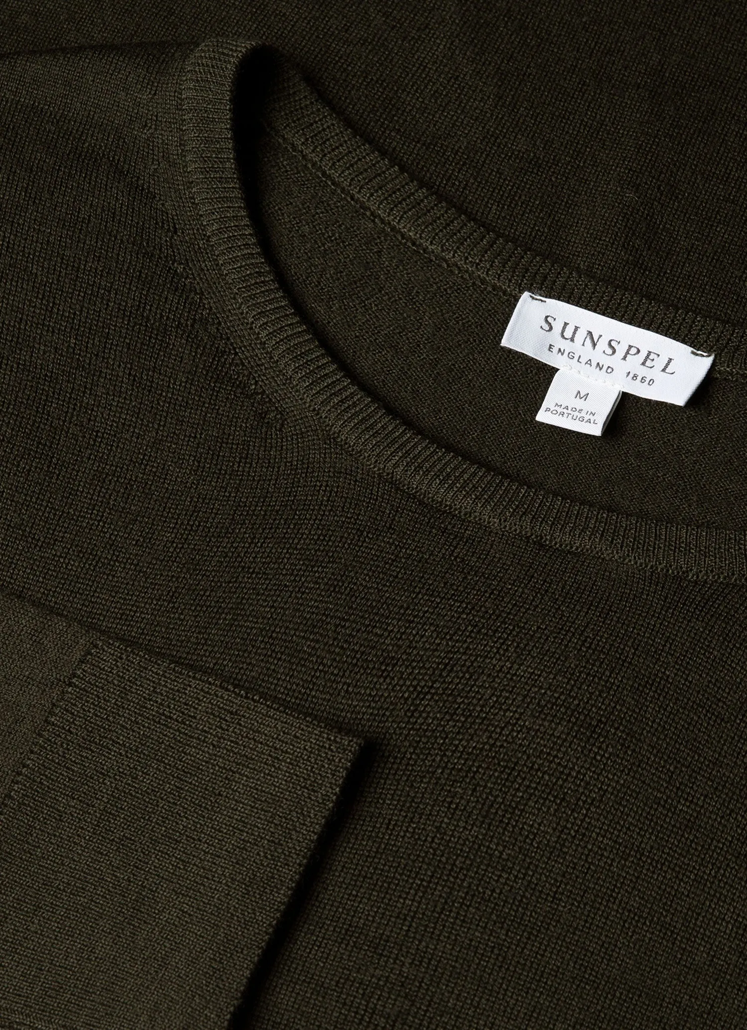 Men's Extra-Fine Merino Crew Neck in Dark Green sold by Sunspel product image thumbnail 4