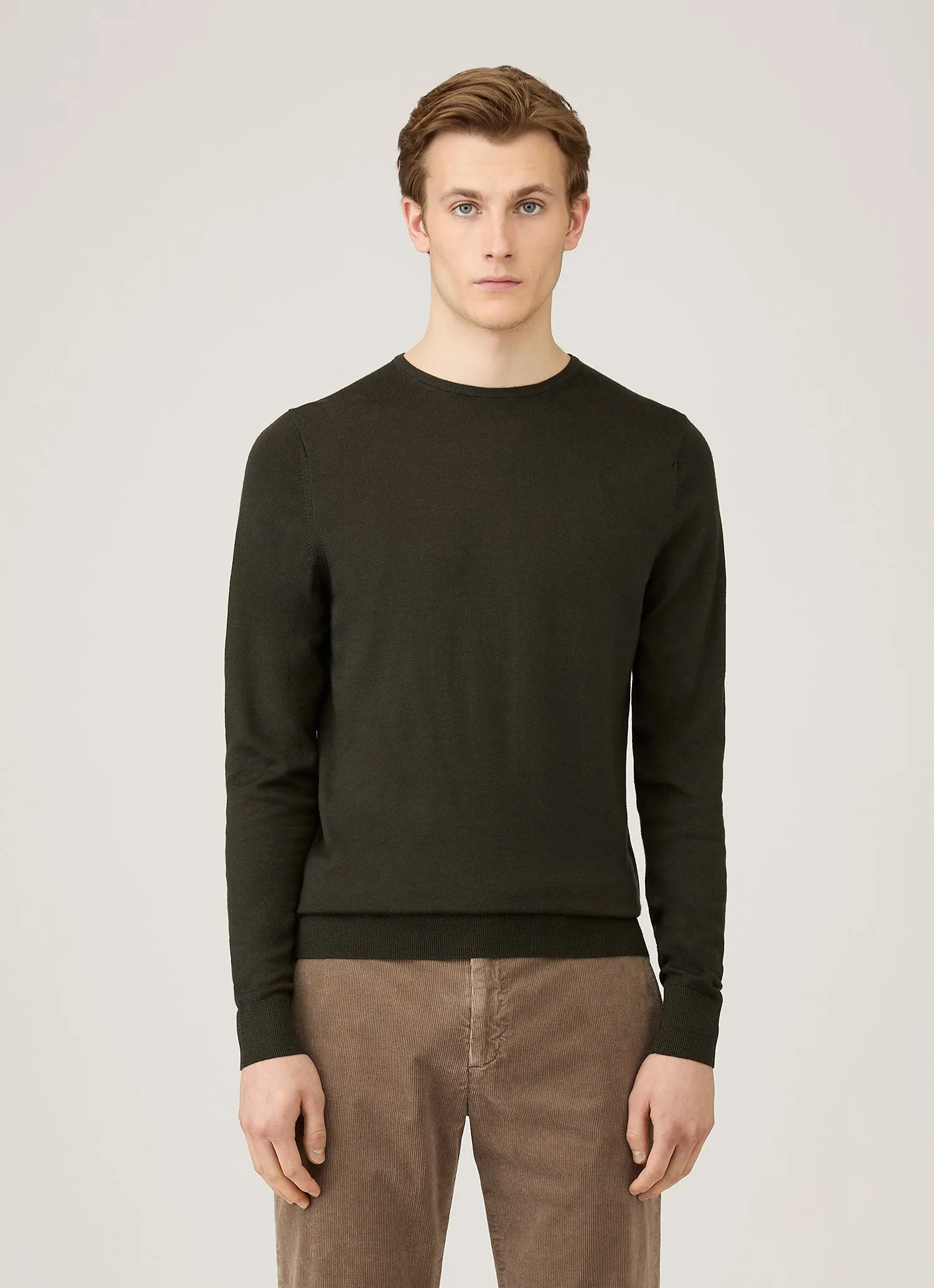 Men's Extra-Fine Merino Crew Neck in Dark Green sold by Sunspel product image thumbnail 2