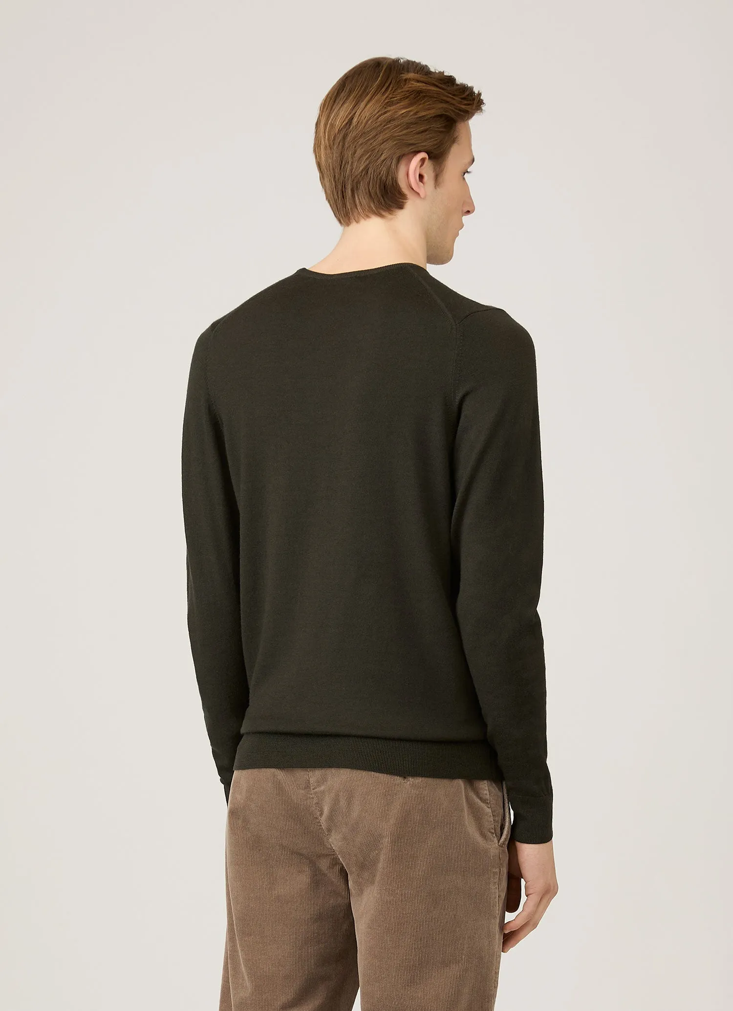 Men's Extra-Fine Merino Crew Neck in Dark Green sold by Sunspel product image thumbnail 5