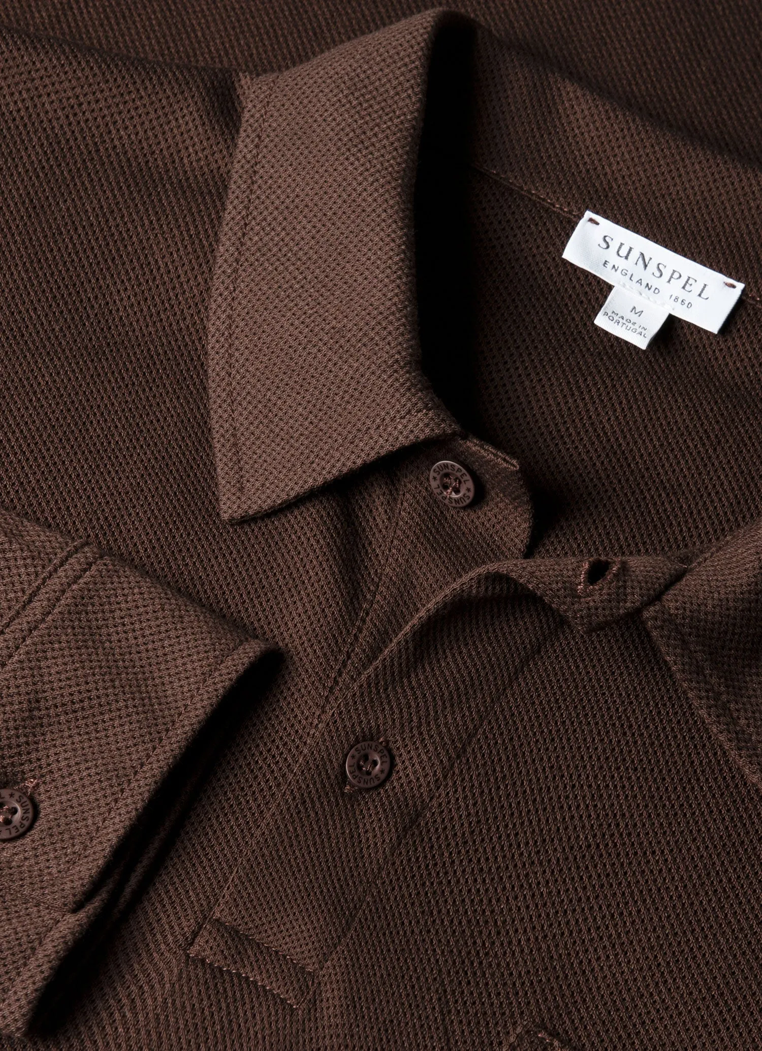 Men's Long Sleeve Riviera Polo Shirt in Bakelite sold by Sunspel product image thumbnail 4