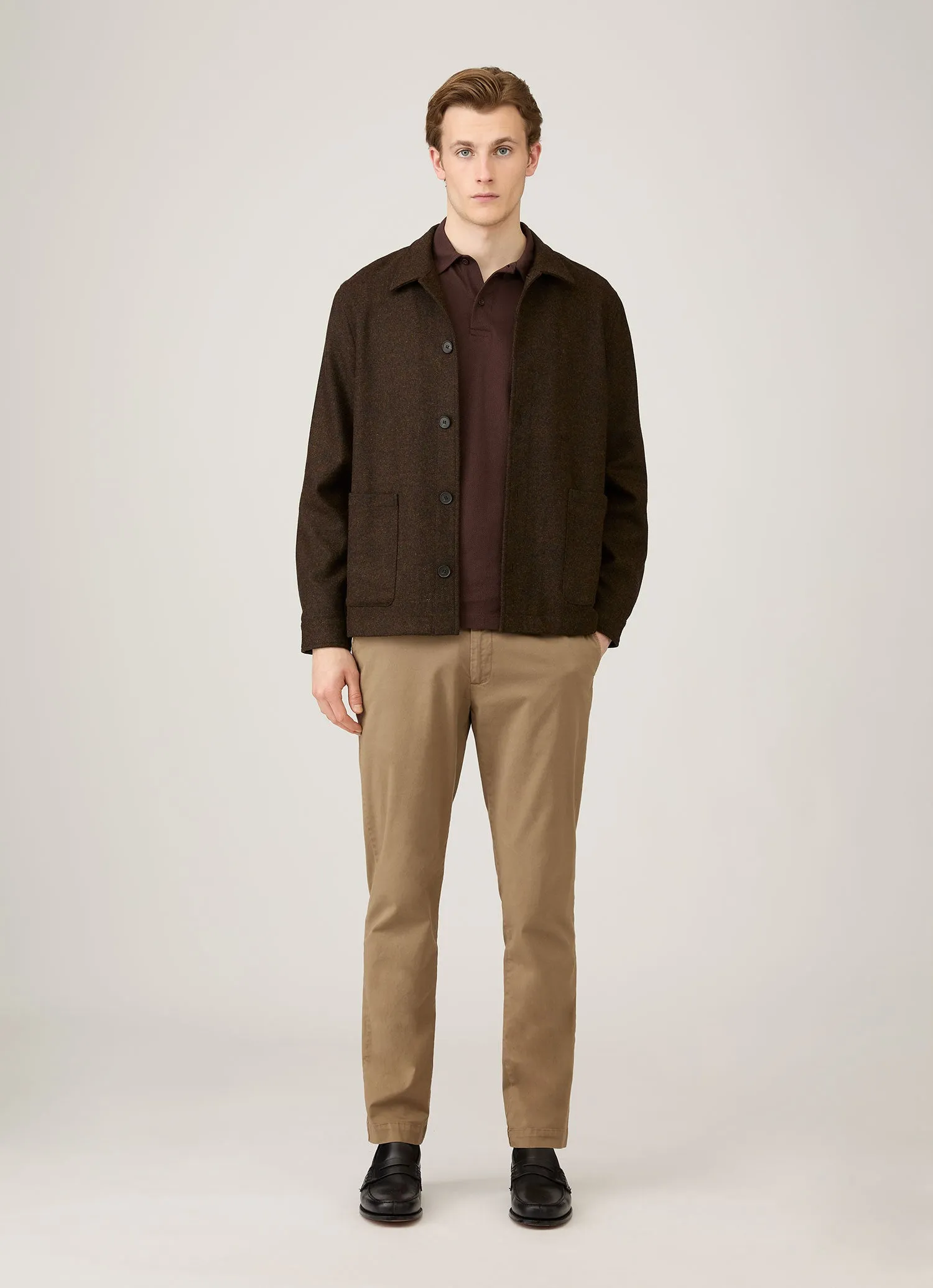 Men's Long Sleeve Riviera Polo Shirt in Bakelite sold by Sunspel product image thumbnail 3