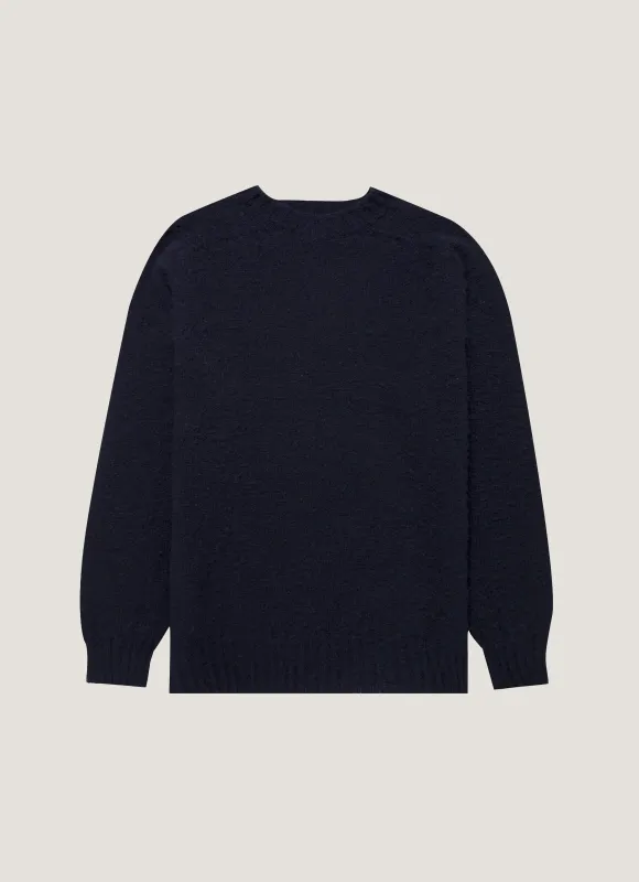 Men's Shetland Crew Neck Jumper in Navy sold by Sunspel