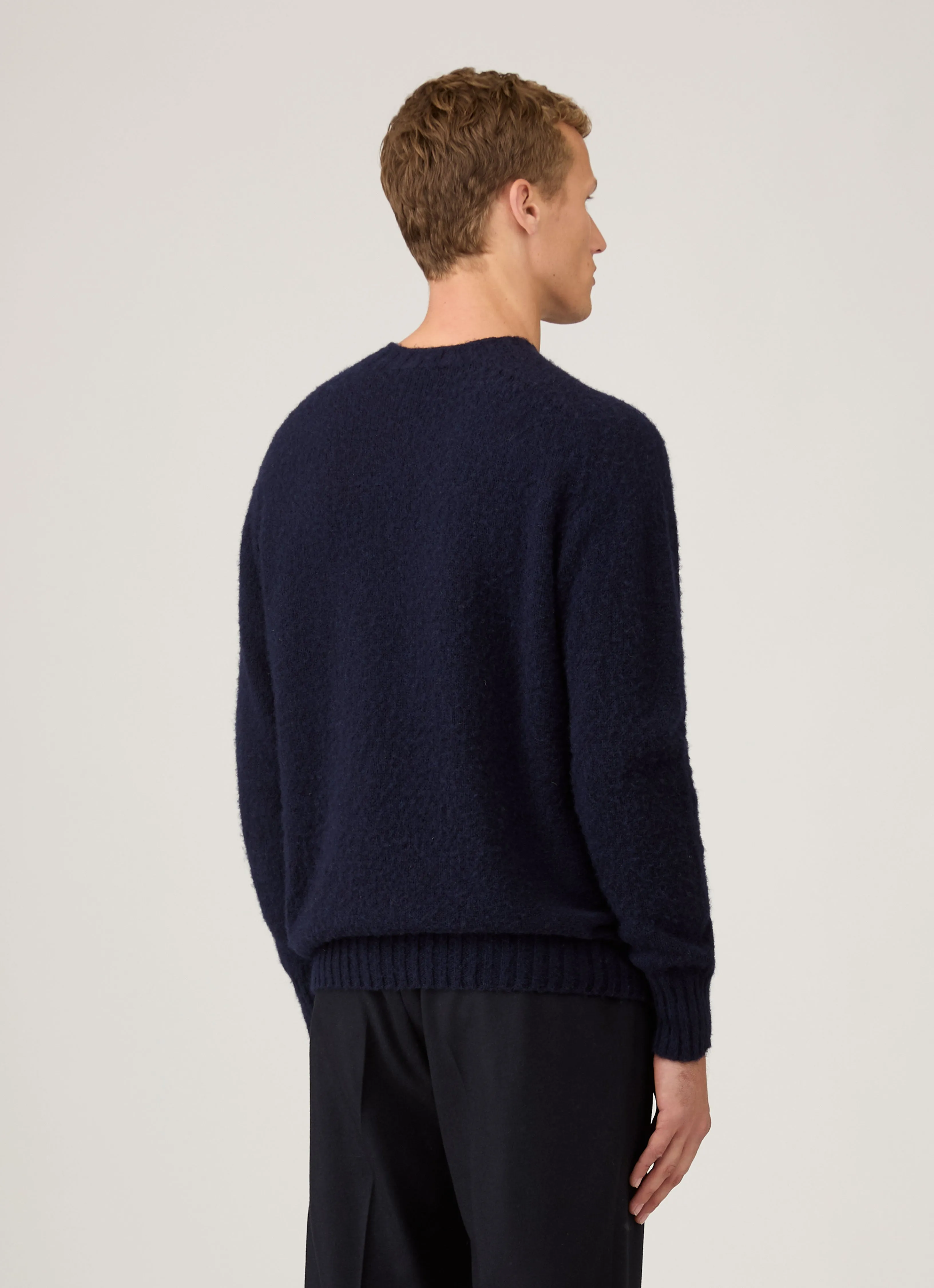 Men's Shetland Crew Neck Jumper in Navy sold by Sunspel product image thumbnail 5