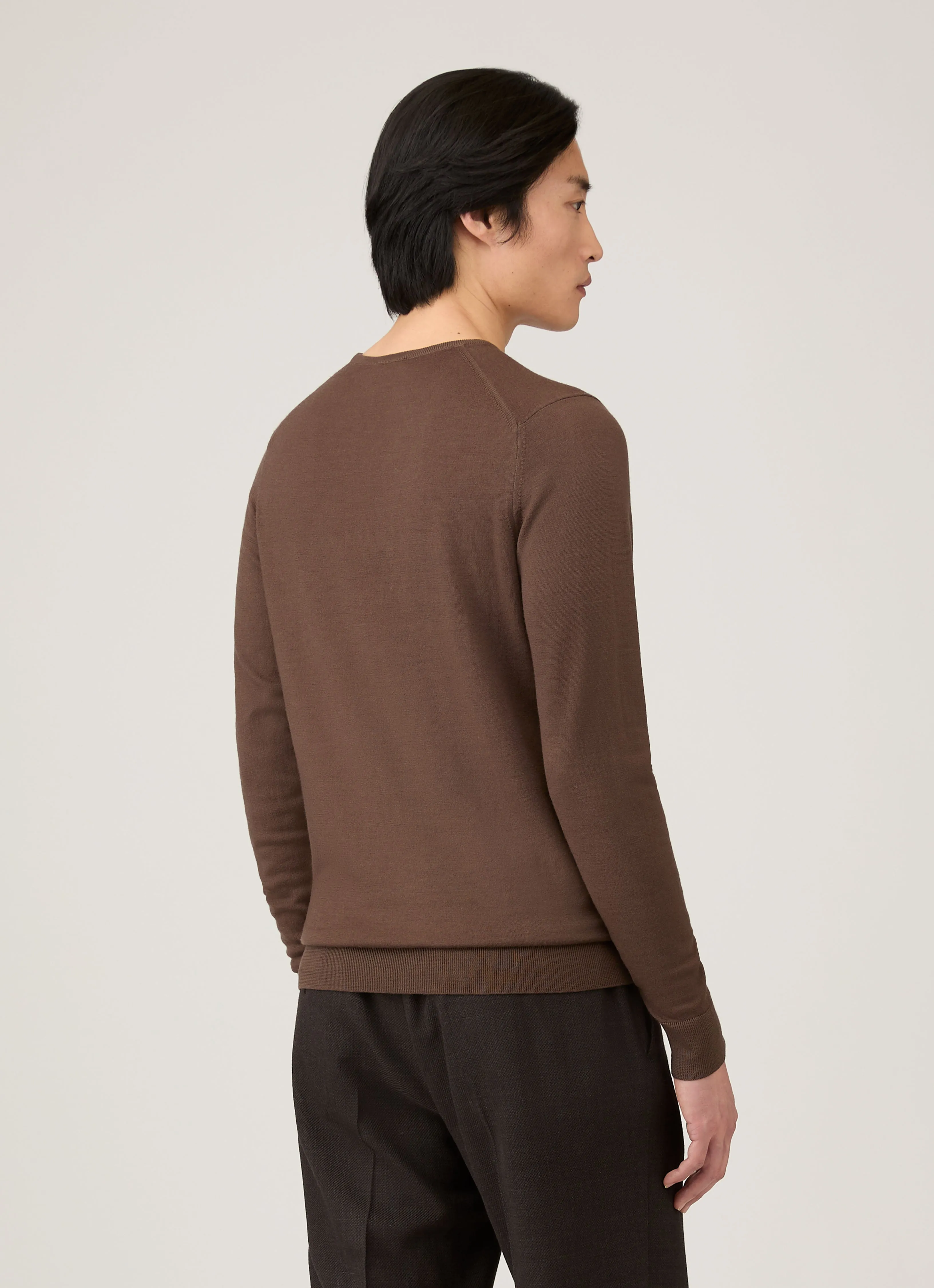 Men's Extra-Fine Merino Crew Neck in Bark sold by Sunspel product image thumbnail 5