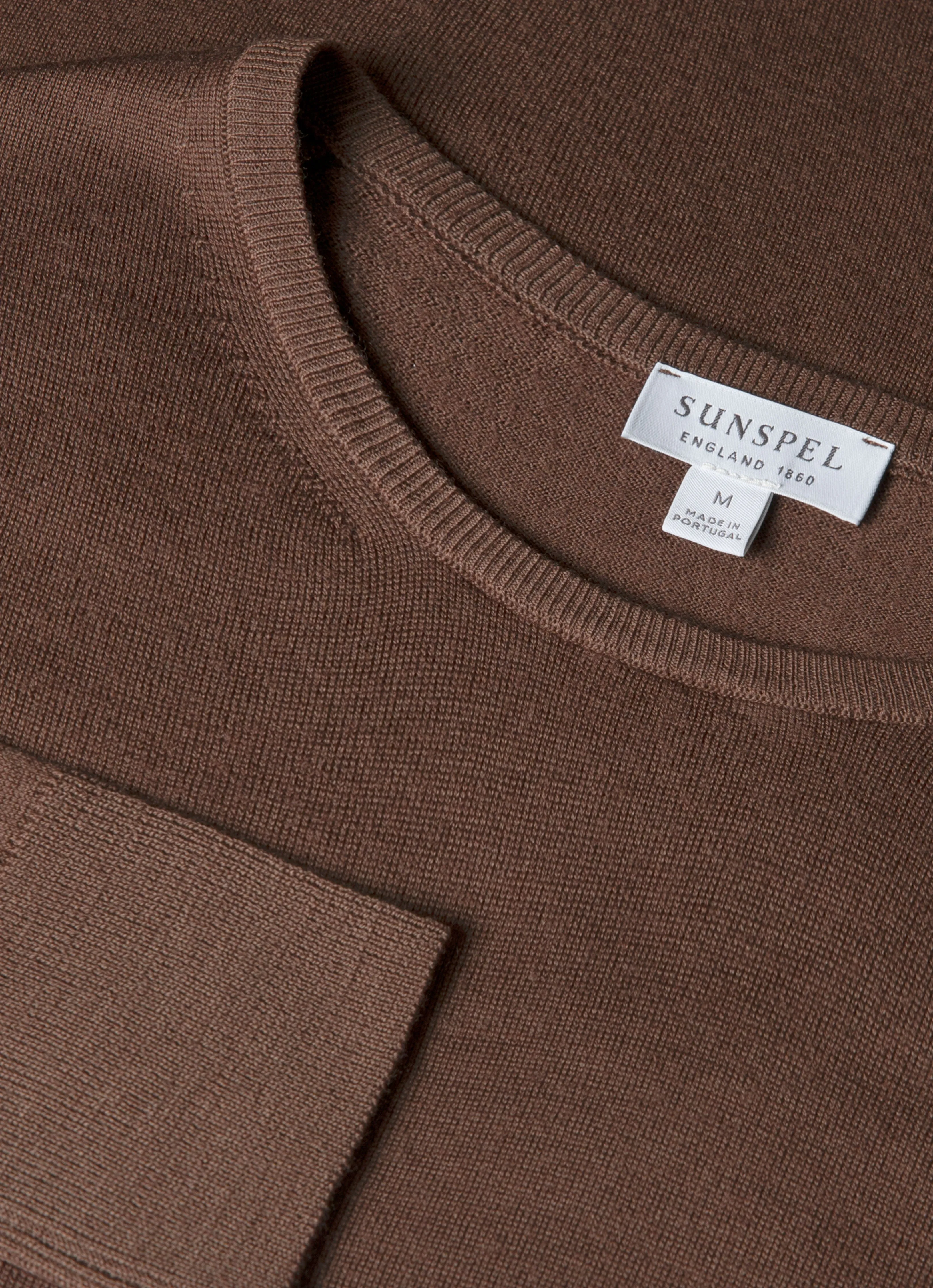 Men's Extra-Fine Merino Crew Neck in Bark sold by Sunspel product image thumbnail 4