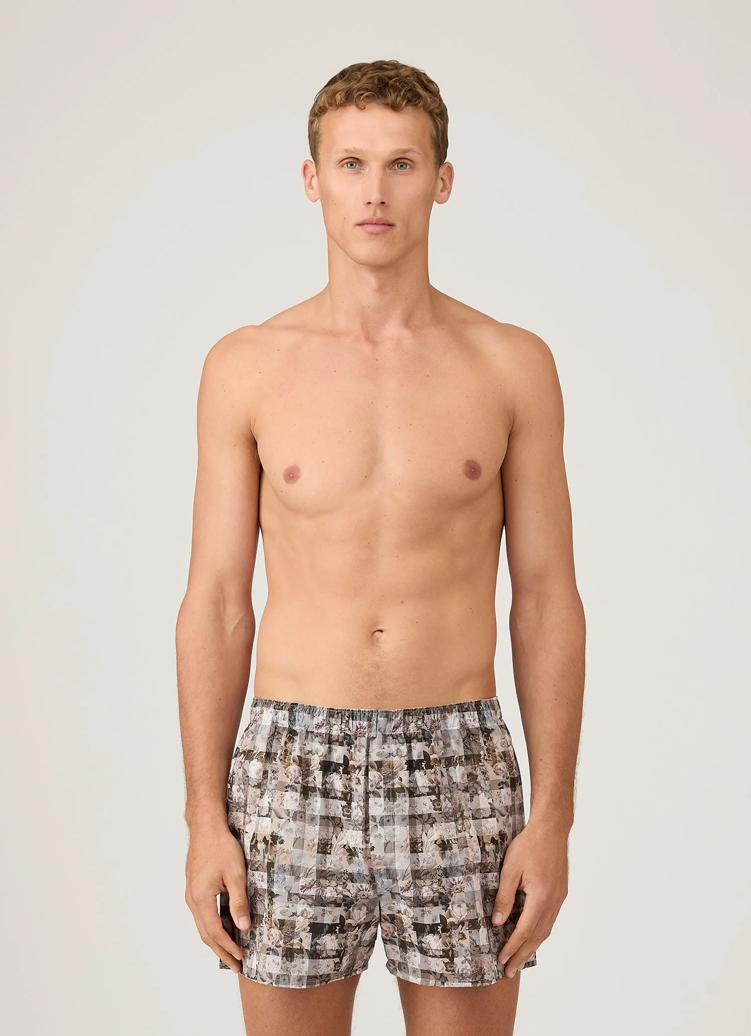Men's Classic Boxer Shorts in Liberty Fabric in Grey Archive Gingham sold by Sunspel product image thumbnail 2