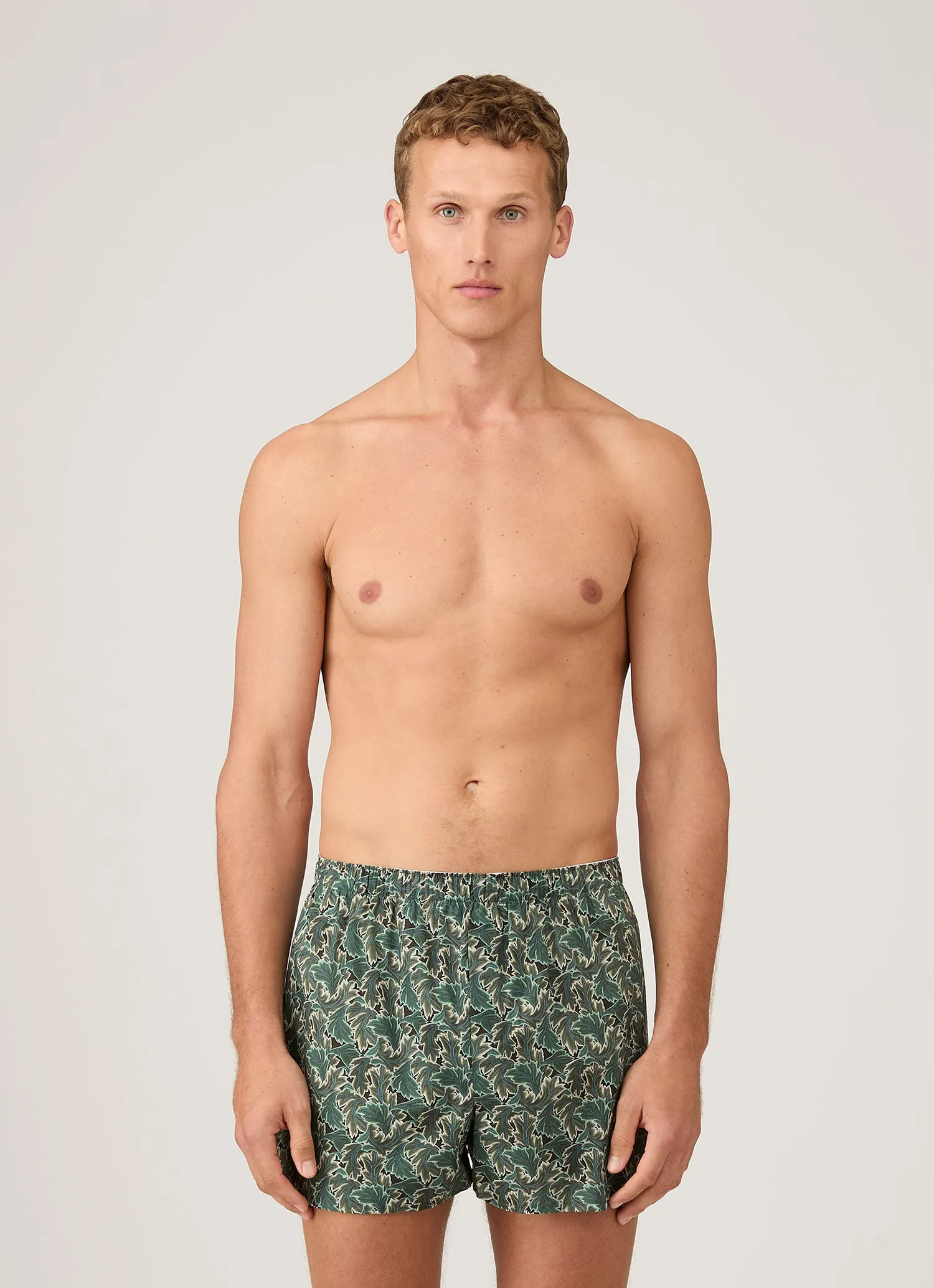Men's Classic Boxer Short in Liberty Fabric in Midnight Green Canopy sold by Sunspel product image thumbnail 2