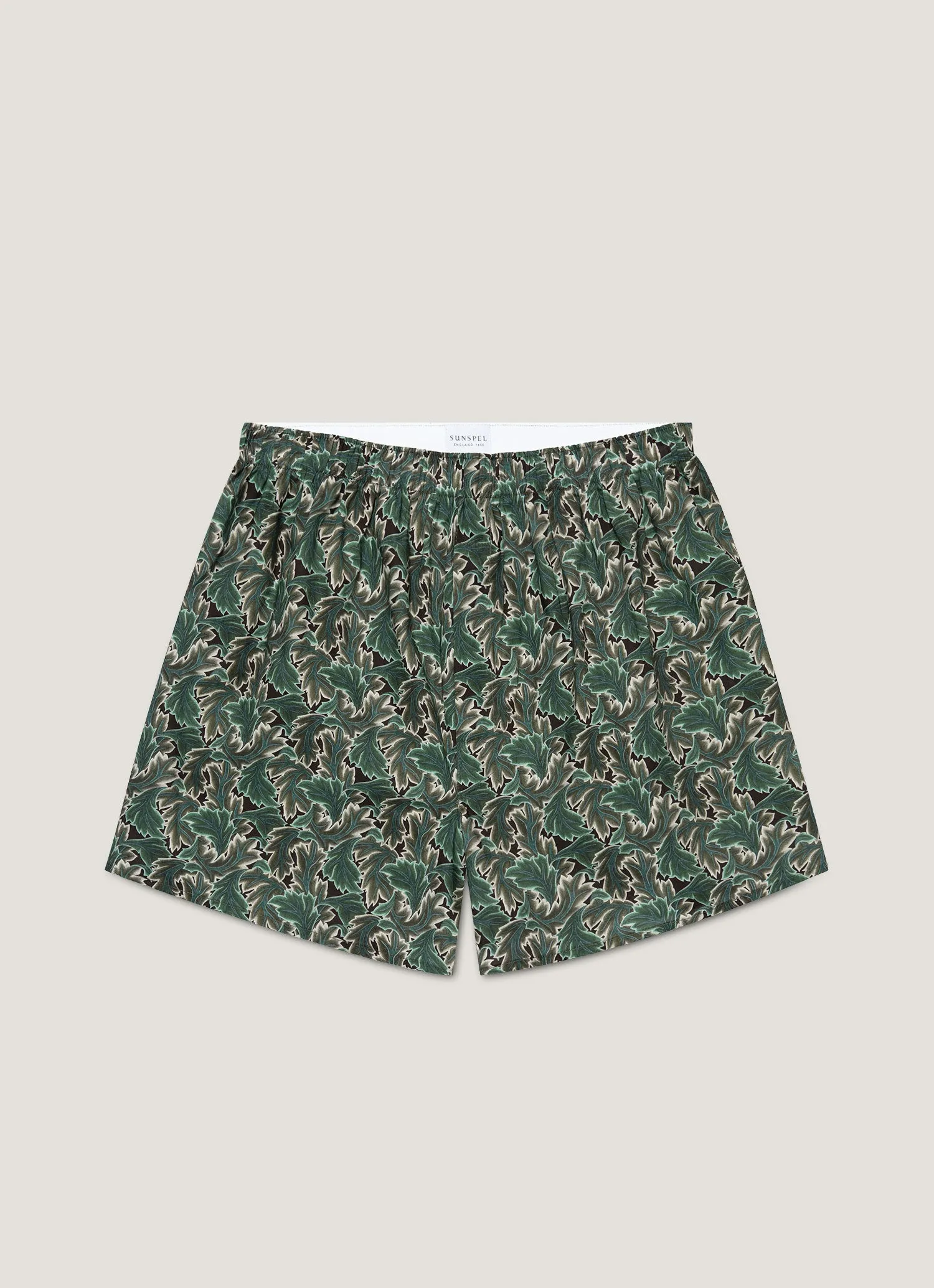 Men's Classic Boxer Short in Liberty Fabric in Midnight Green Canopy sold by Sunspel