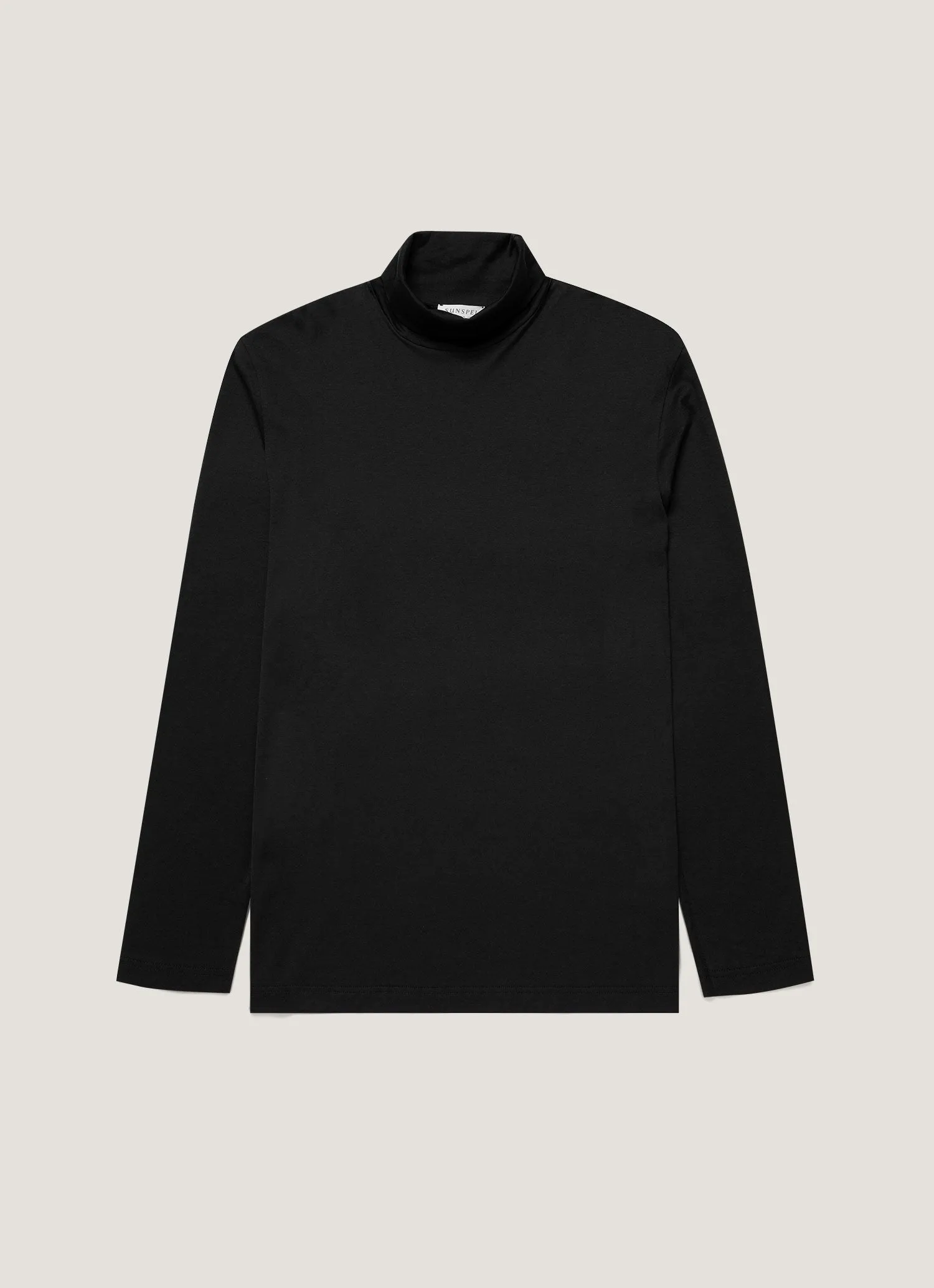 Men's Roll Neck Heavyweight T-shirt in Black sold by Sunspel