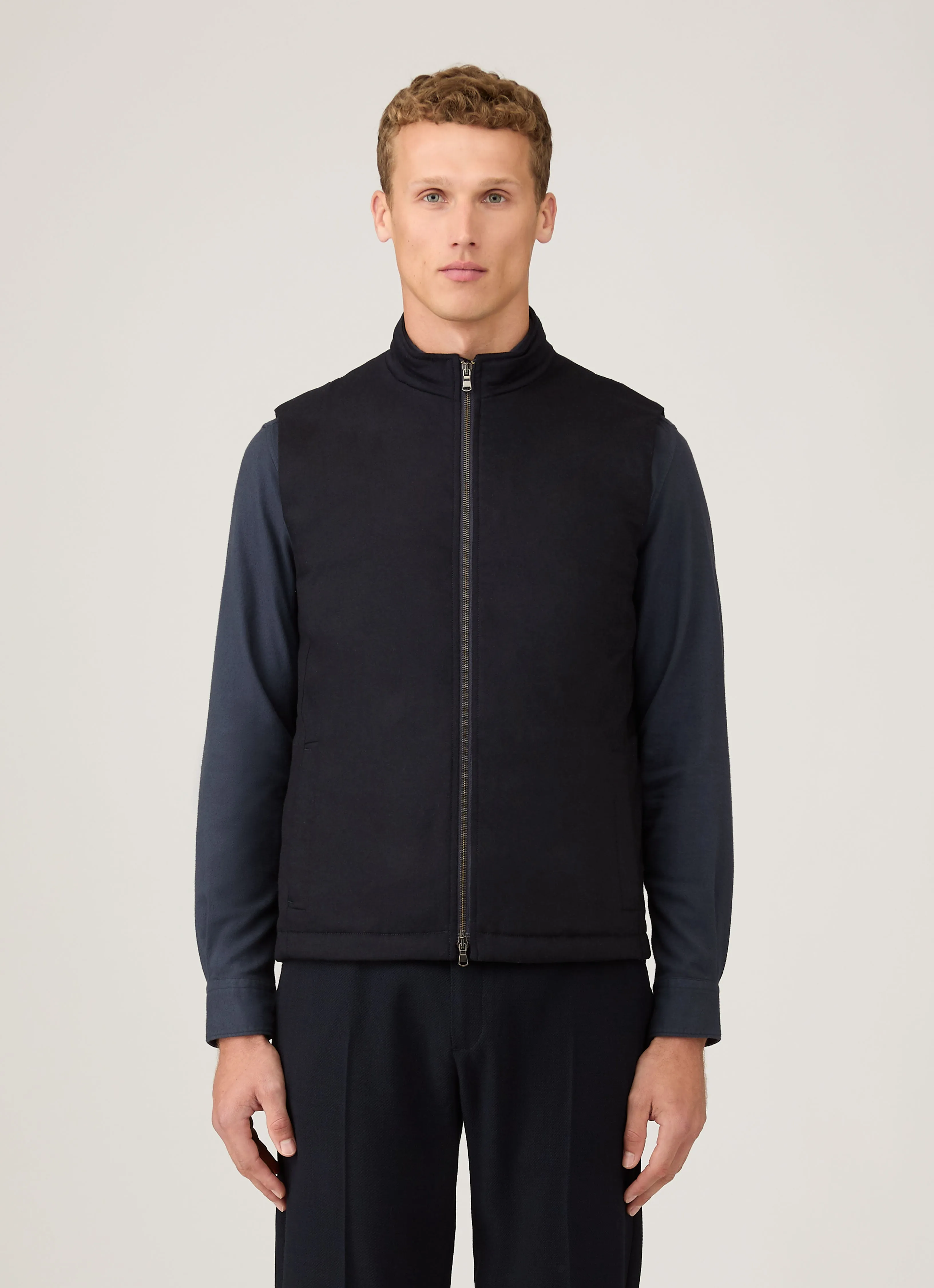 Men's Wool Cashmere Gilet in Navy sold by Sunspel product image thumbnail 2