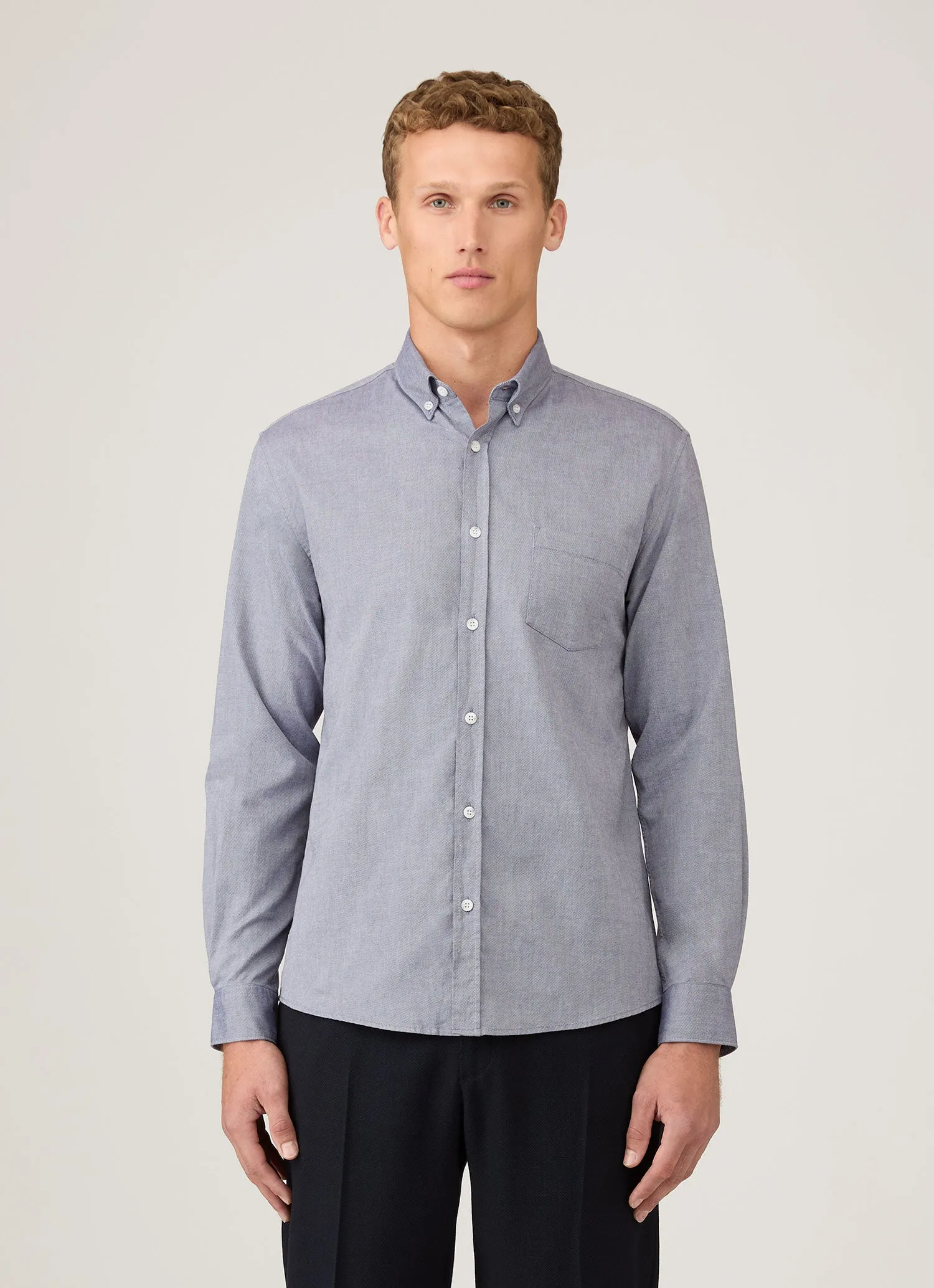 Men's Button Down Oxford Shirt in Dark Blue sold by Sunspel product image thumbnail 2