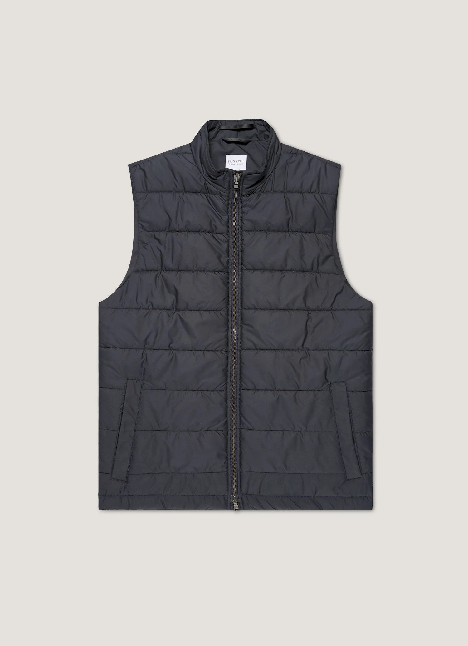 Men's Insulated Gilet in Navy sold by Sunspel