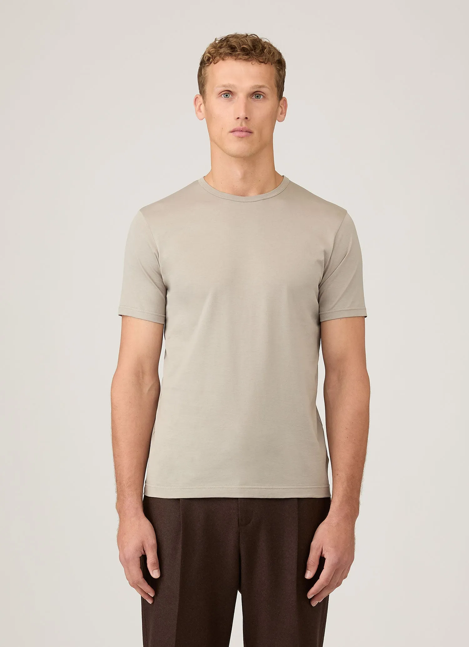 Men's Classic T-shirt in Fog sold by Sunspel product image thumbnail 2