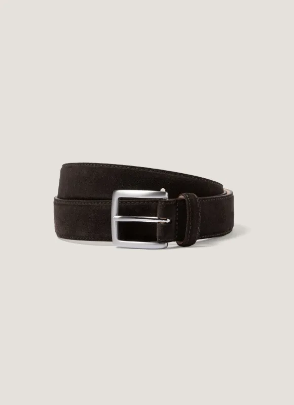 Men's Smart Suede Belt in Brown sold by Sunspel