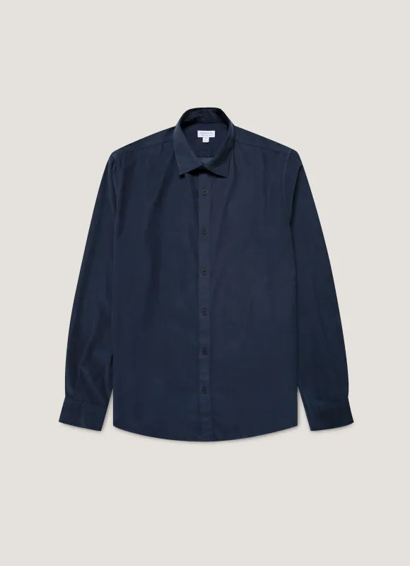 Men's Fine Cord Shirt in Navy sold by Sunspel