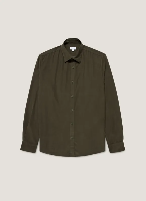 Men's Fine Cord Shirt in Dark Green sold by Sunspel
