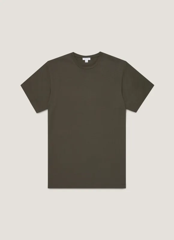 Men's Riviera Midweight T-shirt in Dark Green sold by Sunspel