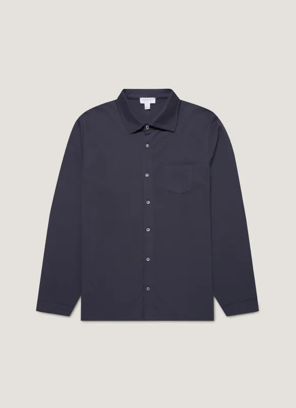 Men's Formal Riviera Shirt in Navy sold by Sunspel