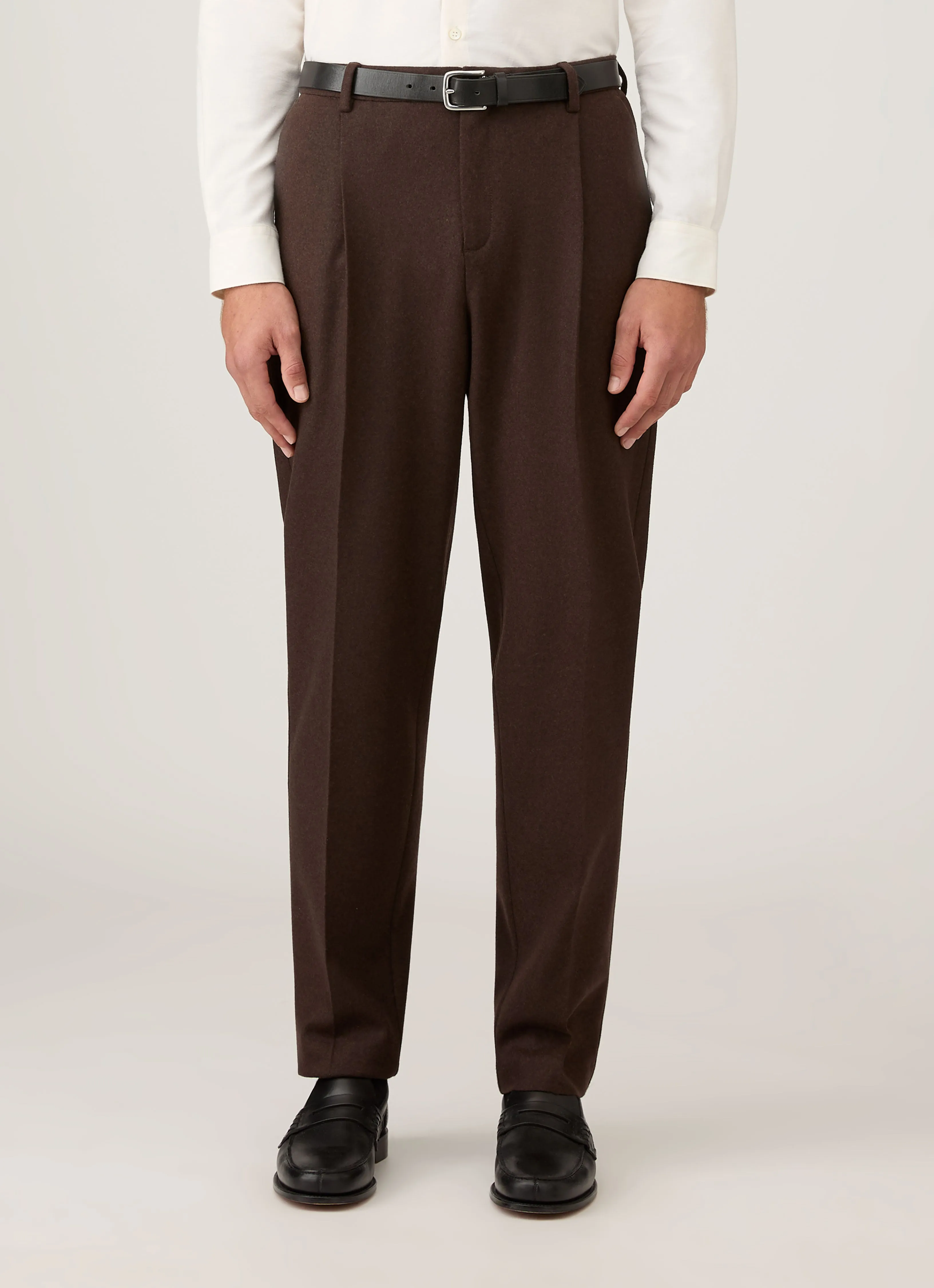 Men's Boiled Wool Trouser in Truffle sold by Sunspel product image thumbnail 2