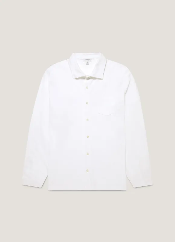 Men's Long Sleeve Riviera Shirt in White sold by Sunspel