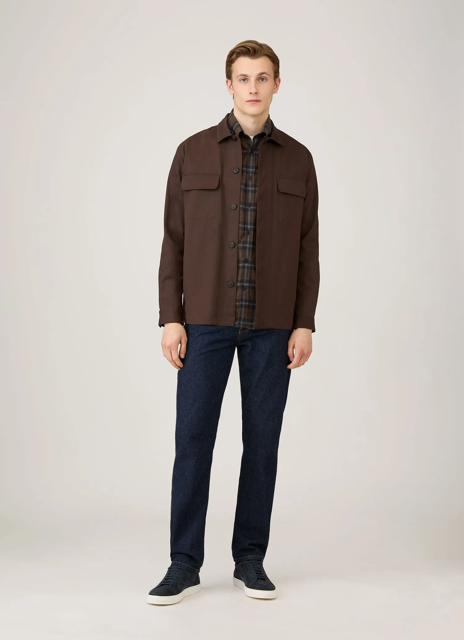 Men's Button Down Flannel Shirt in Bark Check sold by Sunspel product image thumbnail 3