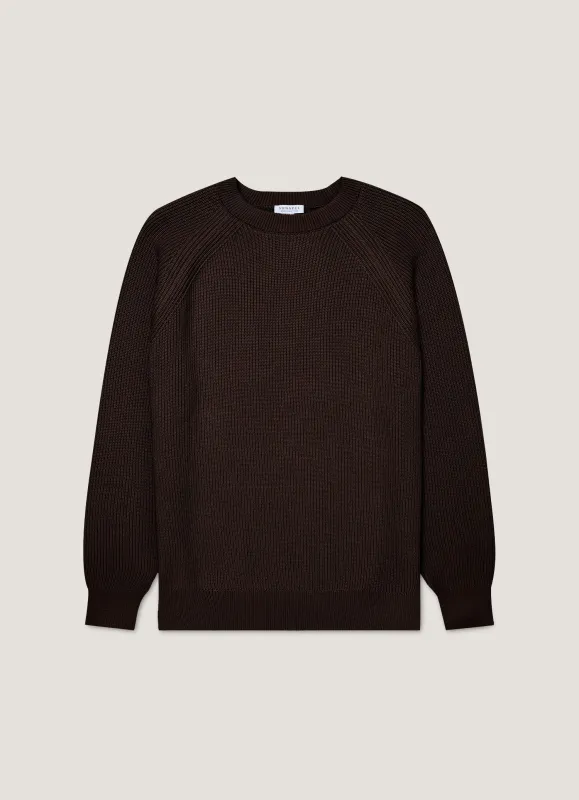 Men's Ribbed Jumper in Truffle sold by Sunspel