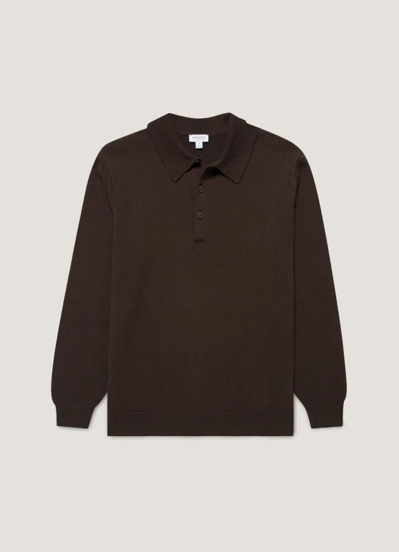 Men's Cashmere Polo Shirt in Truffle sold by Sunspel