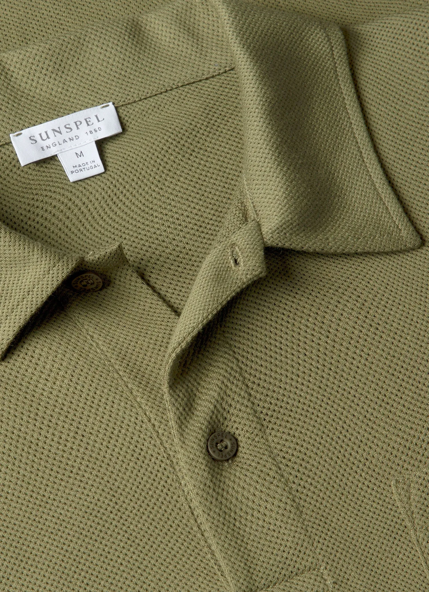 Men's Riviera Polo Shirt in Sea Moss sold by Sunspel product image thumbnail 4