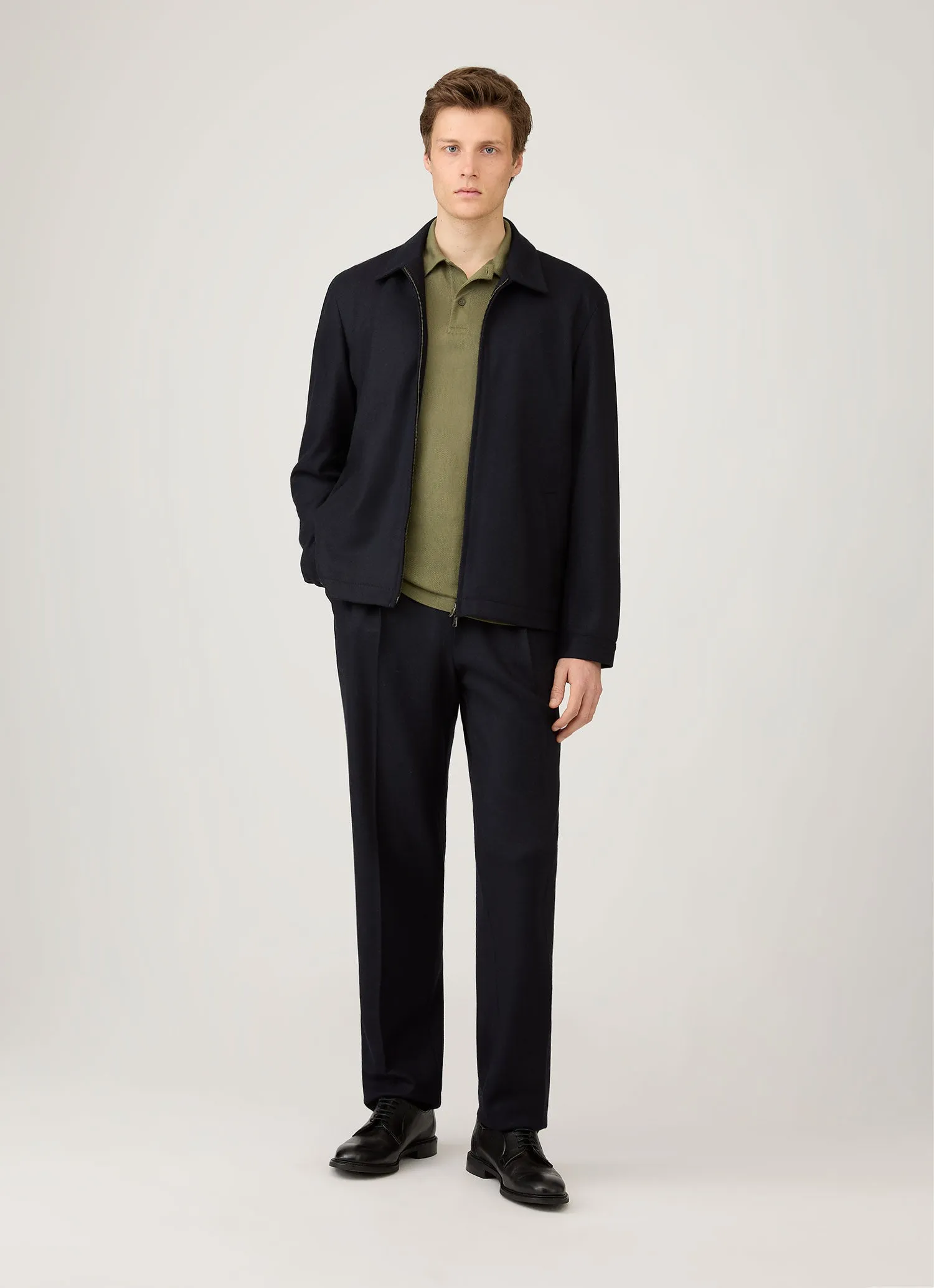 Men's Riviera Polo Shirt in Sea Moss sold by Sunspel product image thumbnail 3