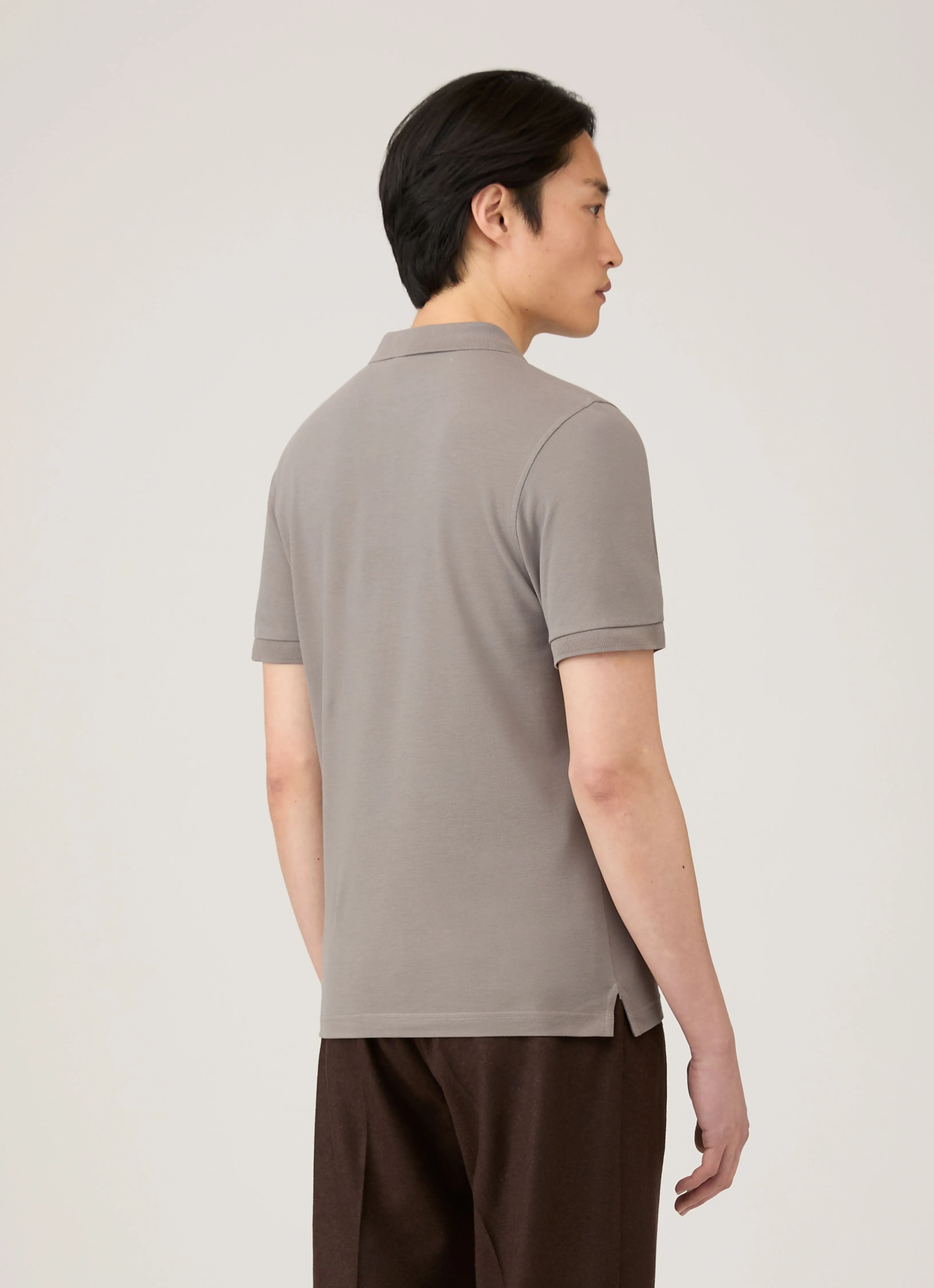 Men's Piqué Polo Shirt in Iron Grey sold by Sunspel product image thumbnail 5