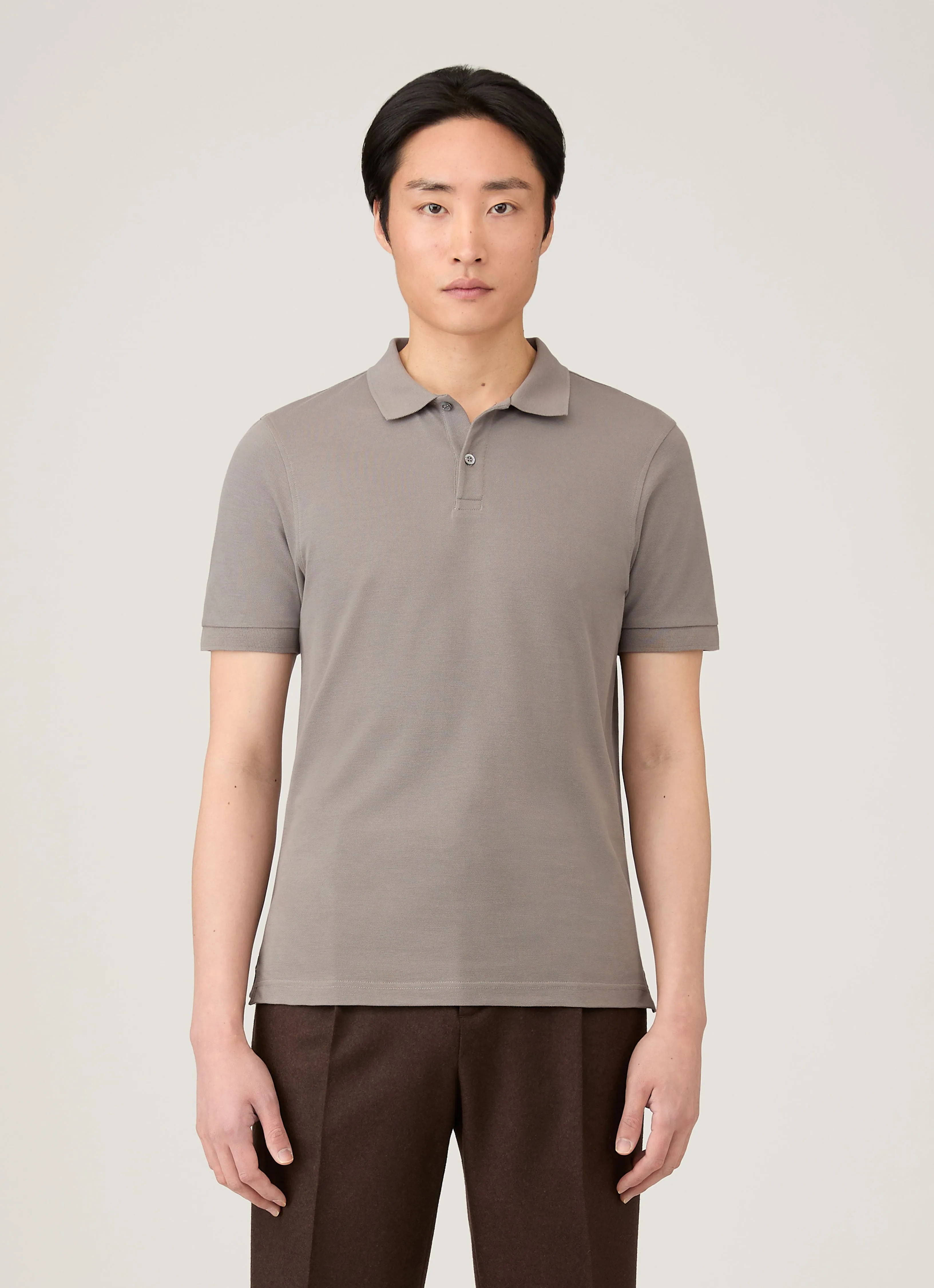 Men's Piqué Polo Shirt in Iron Grey sold by Sunspel product image thumbnail 2
