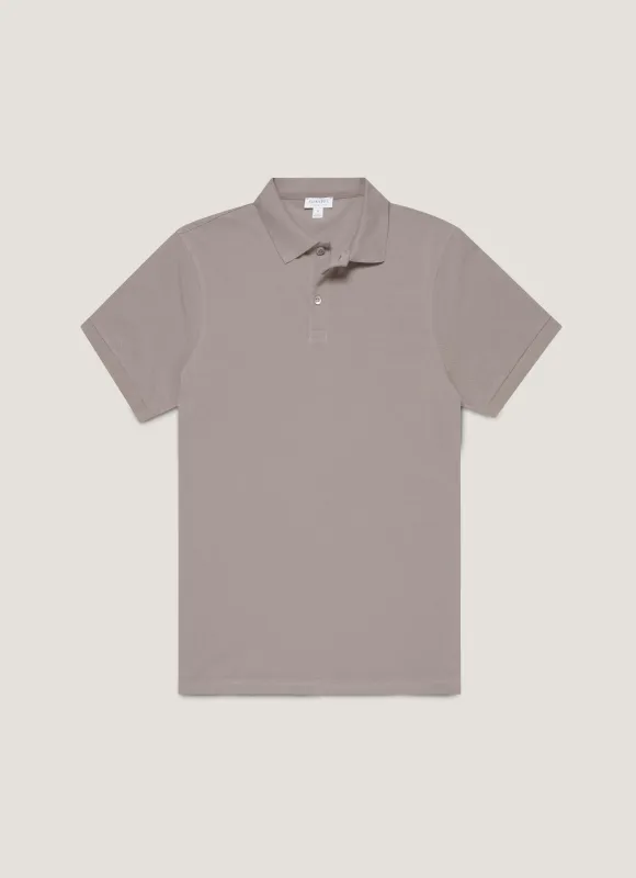 Men's Piqué Polo Shirt in Iron Grey sold by Sunspel