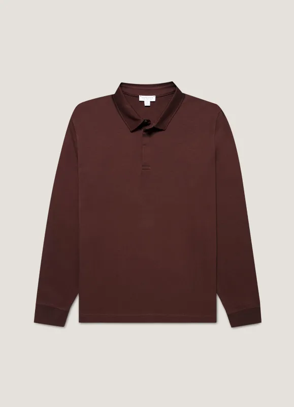 Men's Heavyweight Rugby Polo Shirt in Bakelite sold by Sunspel