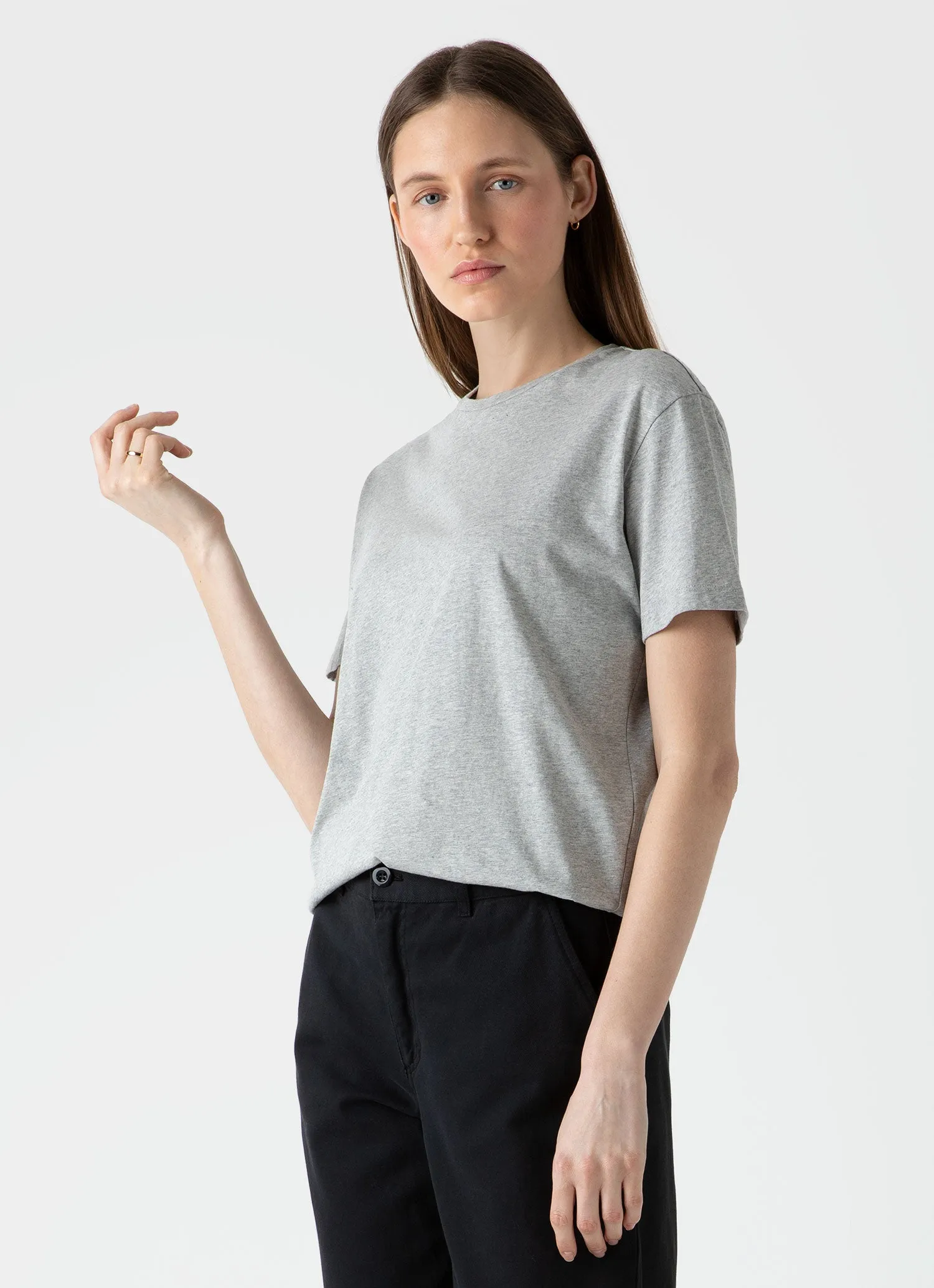 Women's Boy Fit T-shirt in Grey Melange sold by Sunspel product image thumbnail 3