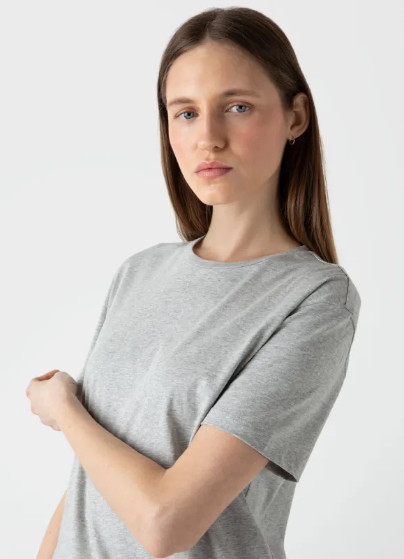 Women's Boy Fit T-shirt in Grey Melange sold by Sunspel