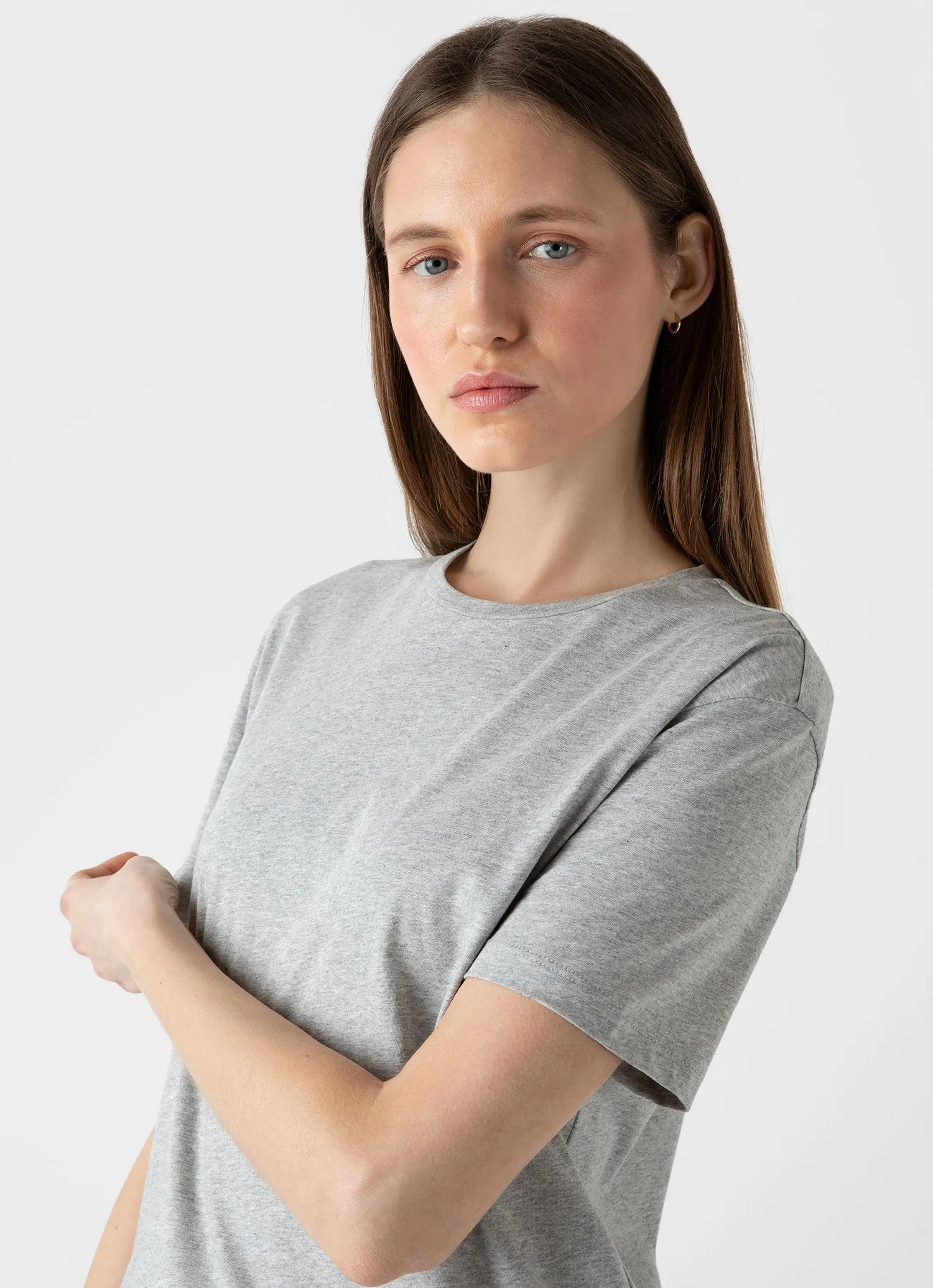 Women's Boy Fit T-shirt in Grey Melange sold by Sunspel