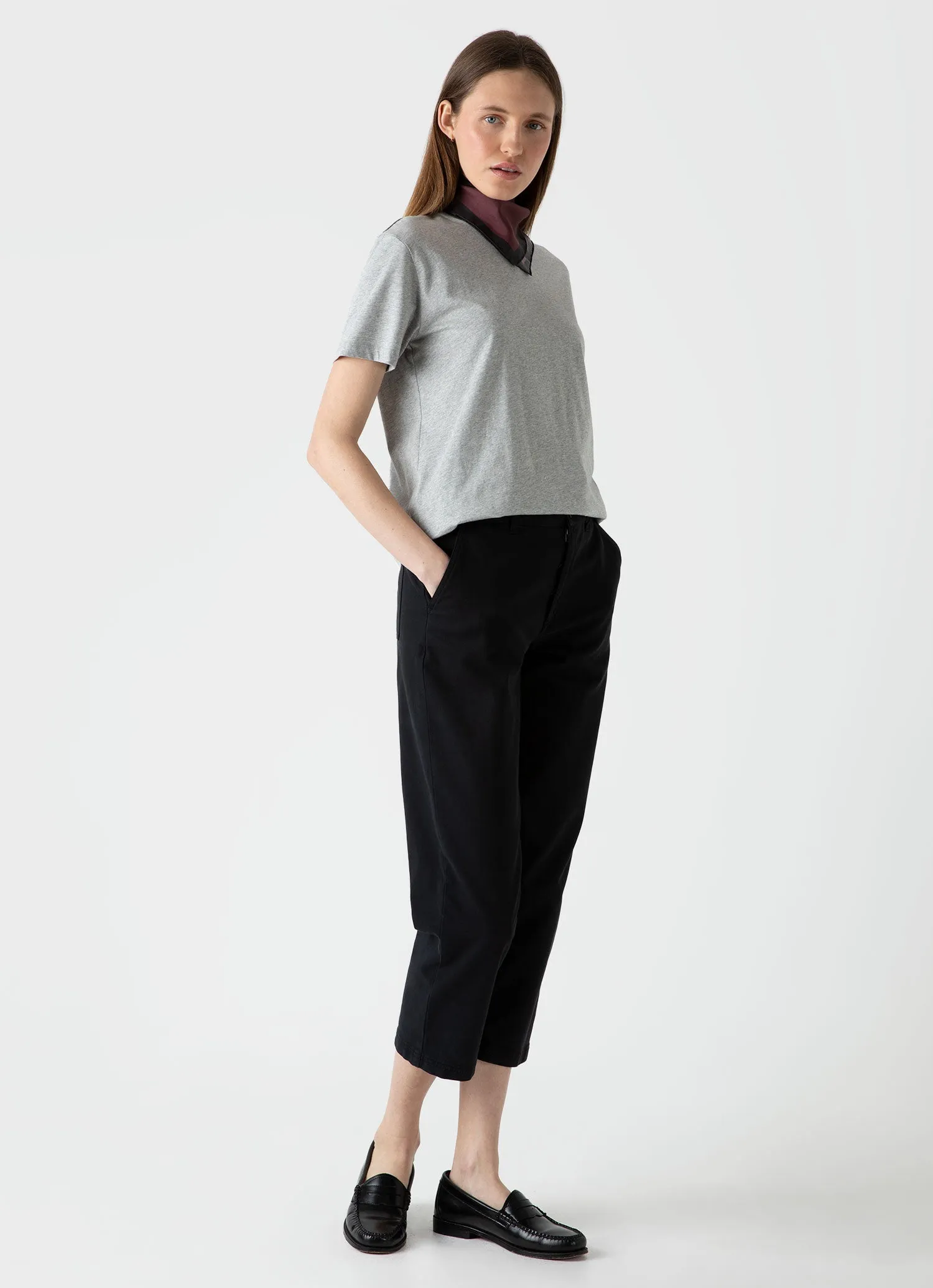 Women's Boy Fit T-shirt in Grey Melange sold by Sunspel product image thumbnail 2