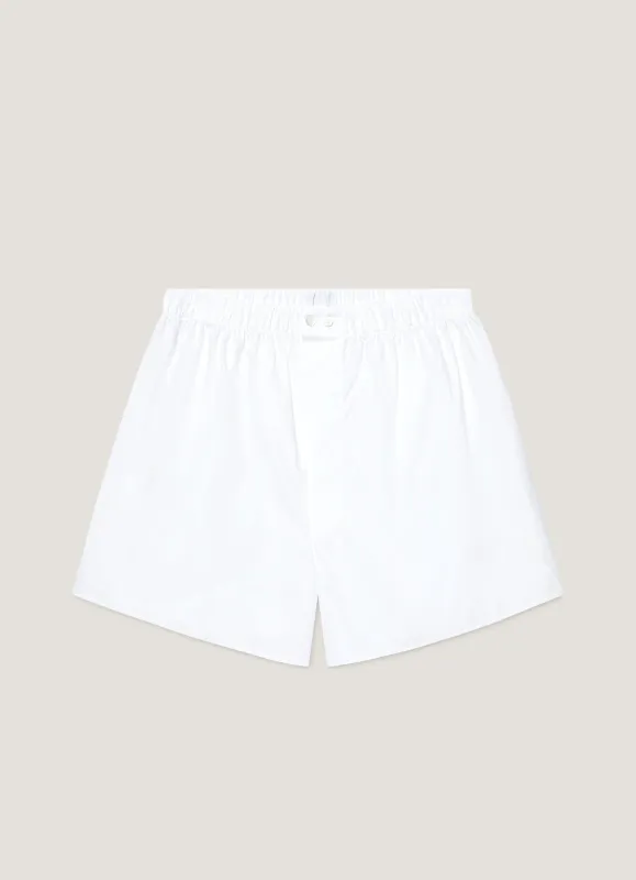 Men's Sea Island Cotton Boxer Short in White sold by Sunspel