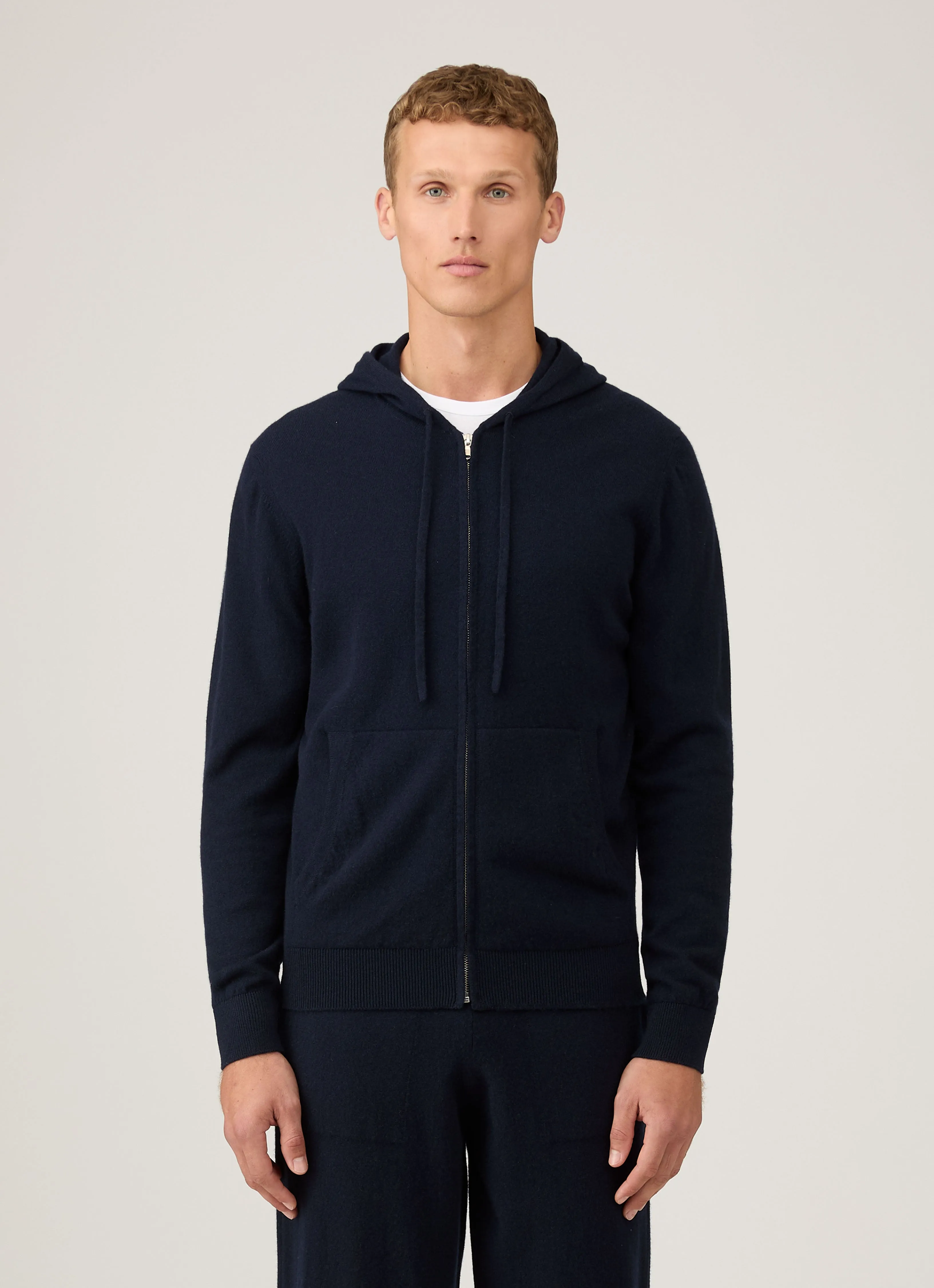 Men's Cashmere Hoodie in Navy sold by Sunspel product image thumbnail 2