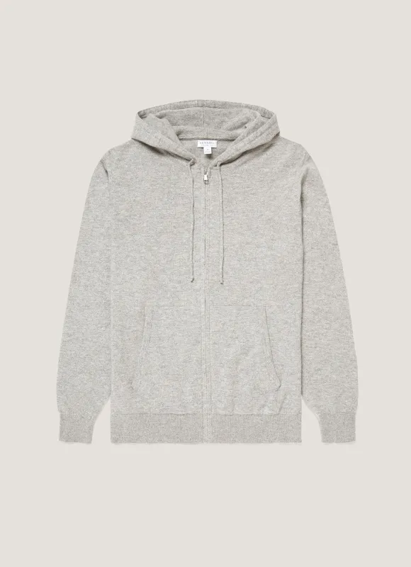 Men's Cashmere Hoodie in Grey Melange sold by Sunspel