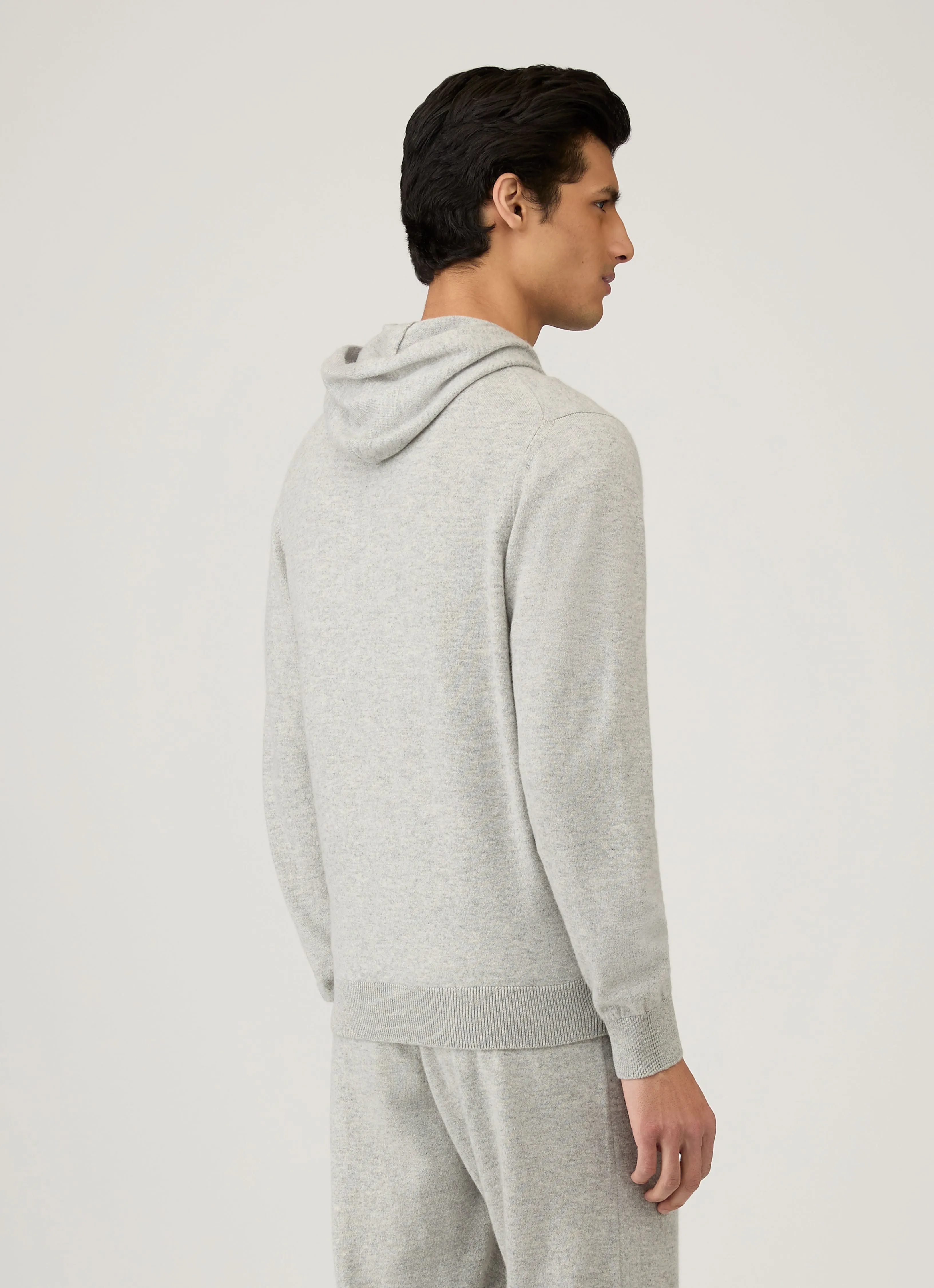Men's Cashmere Hoodie in Grey Melange sold by Sunspel product image thumbnail 5