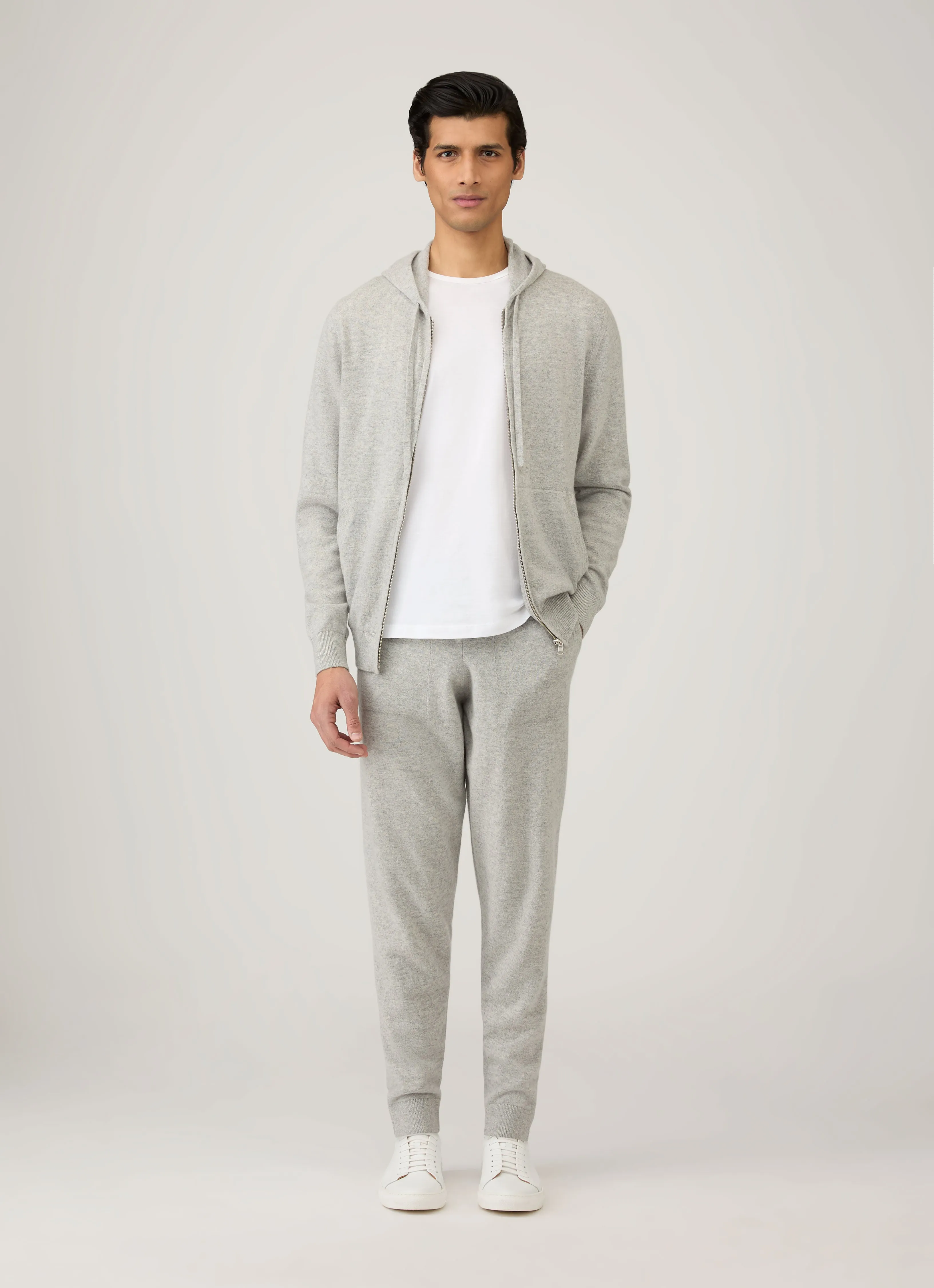 Men's Cashmere Hoodie in Grey Melange sold by Sunspel product image thumbnail 3