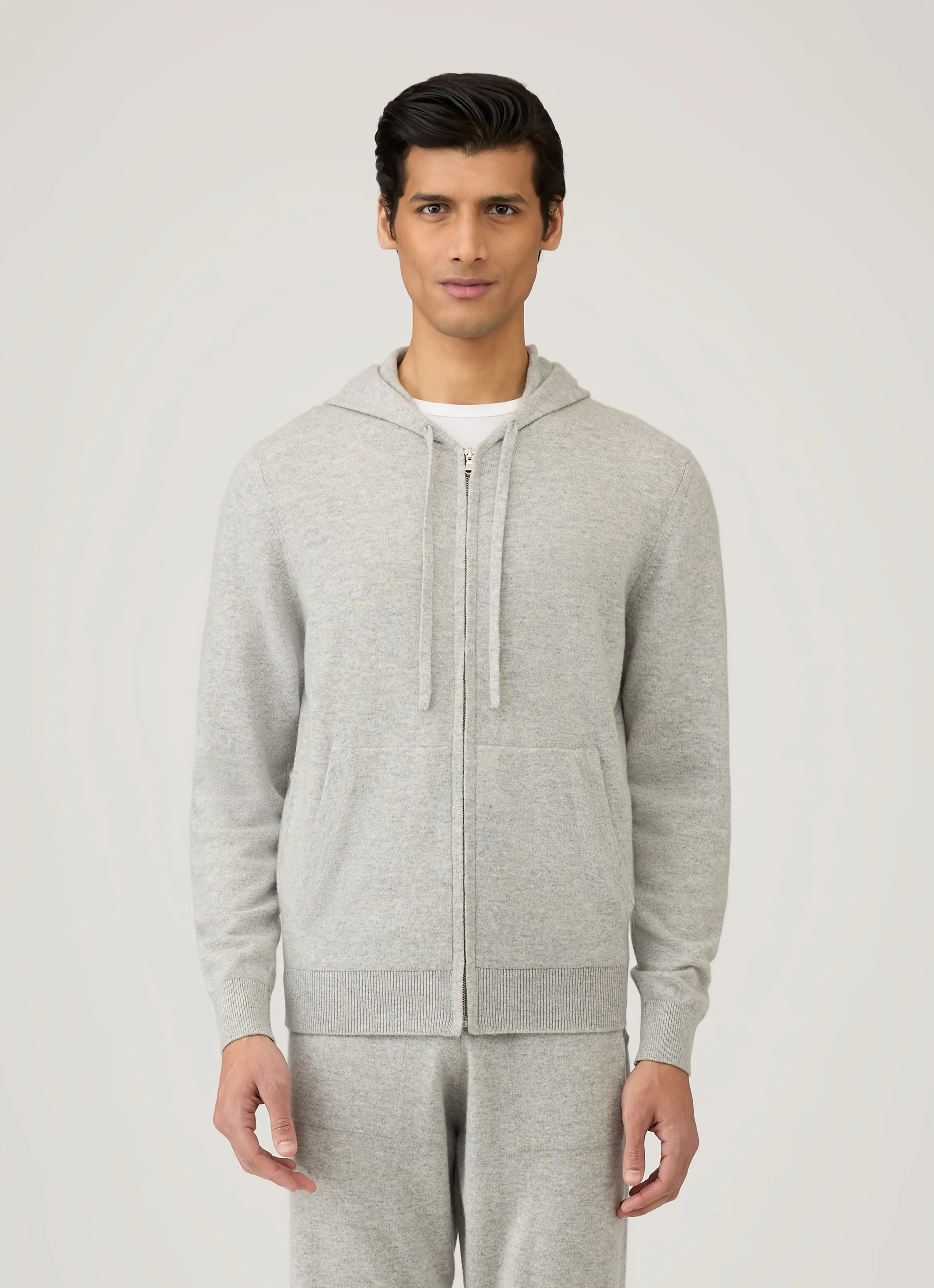 Men's Cashmere Hoodie in Grey Melange sold by Sunspel product image thumbnail 2