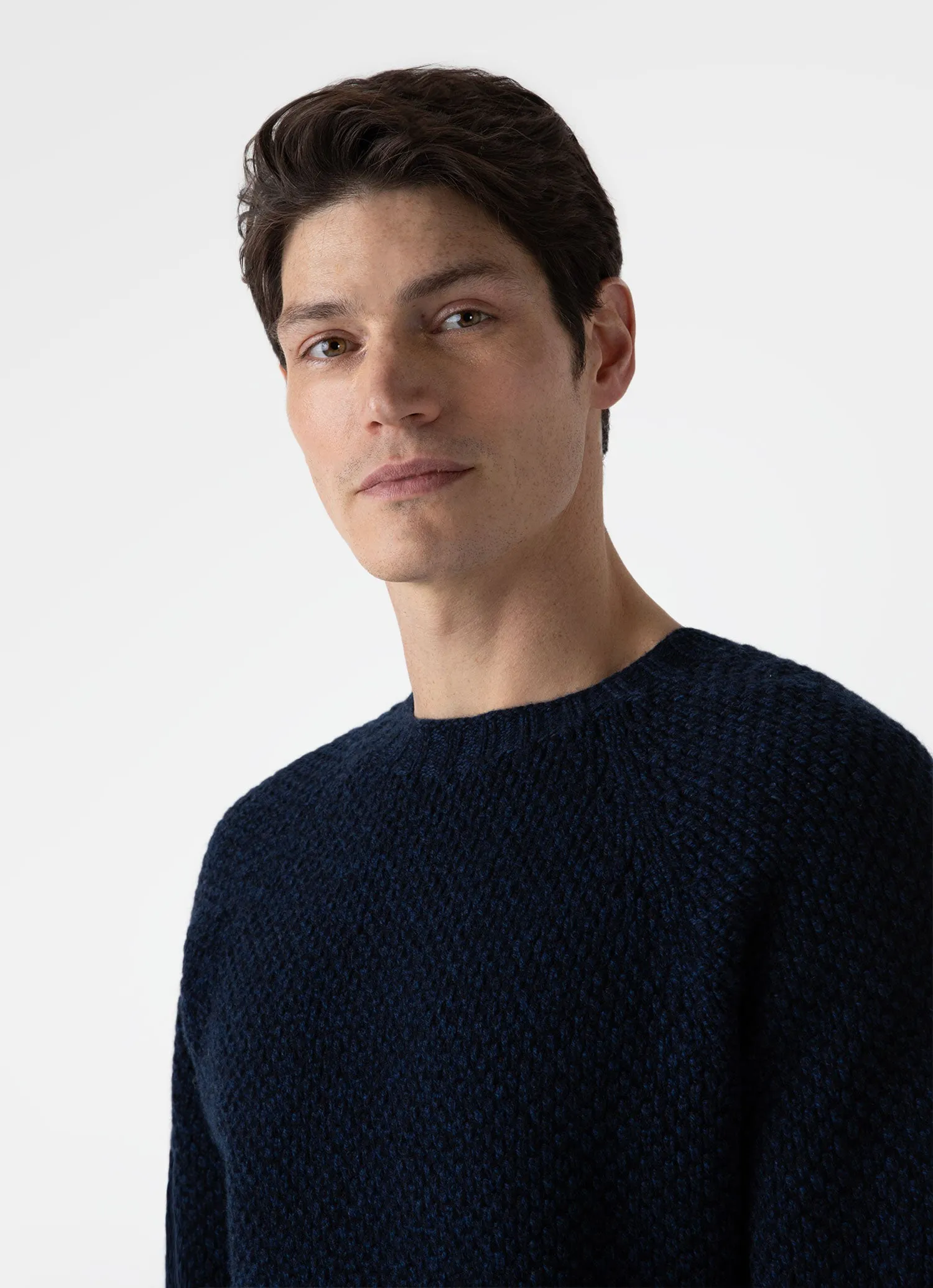 Men's Lambswool Textured Jumper in Bright Navy Twist sold by Sunspel product image thumbnail 5