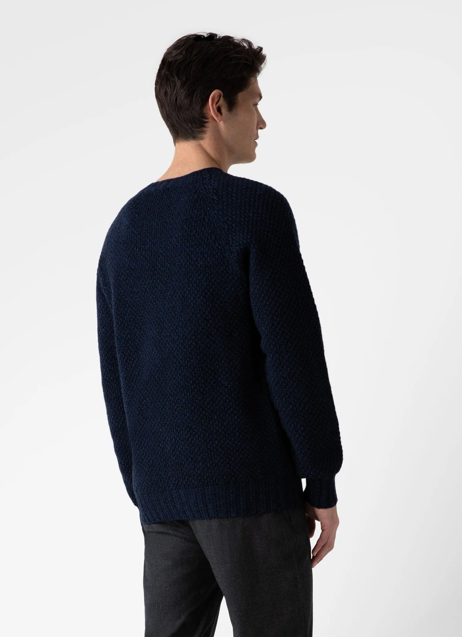 Men's Lambswool Textured Jumper in Bright Navy Twist sold by Sunspel product image thumbnail 4