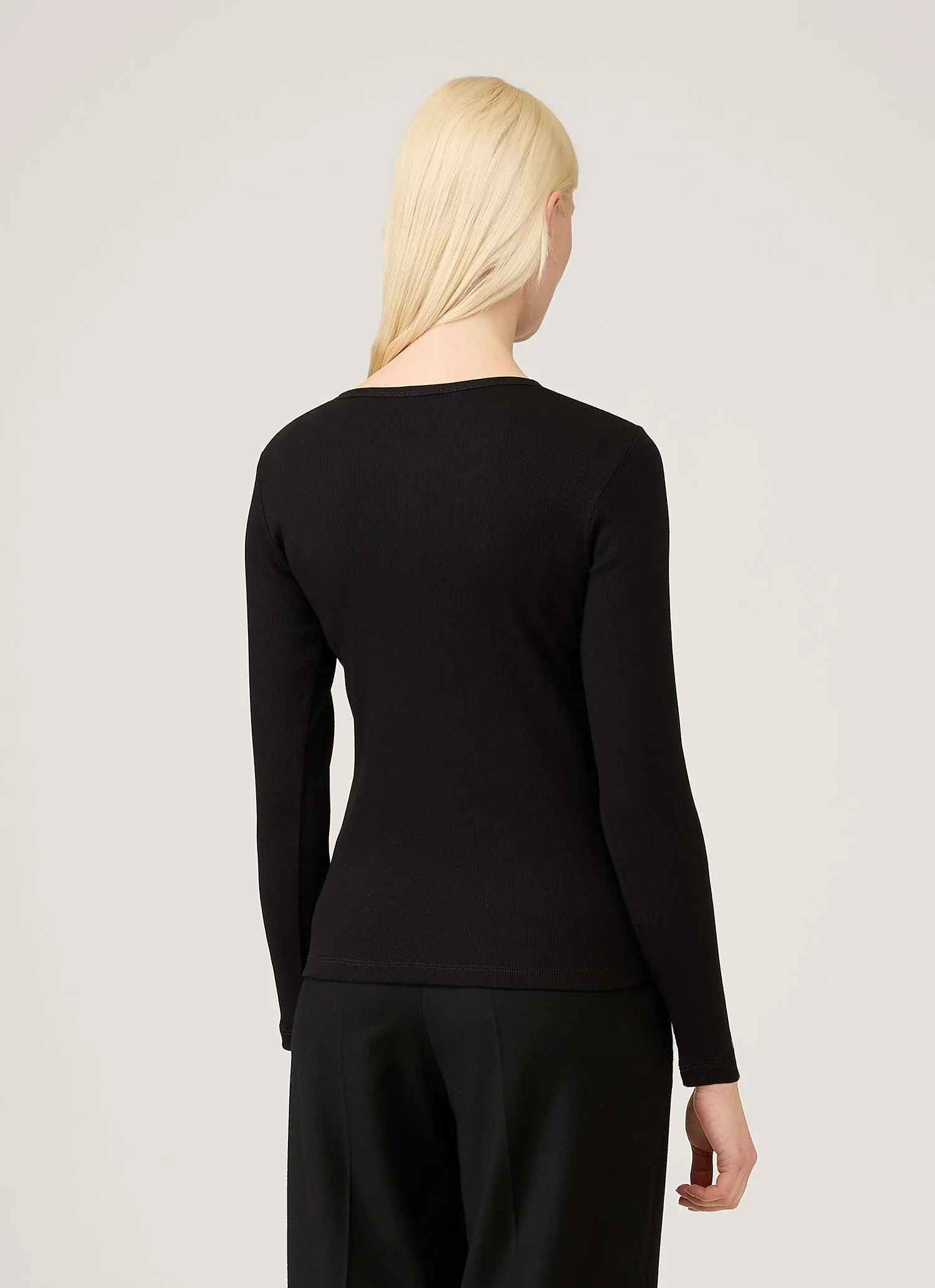 Women's Ribbed Henley in Black sold by Sunspel product image thumbnail 3