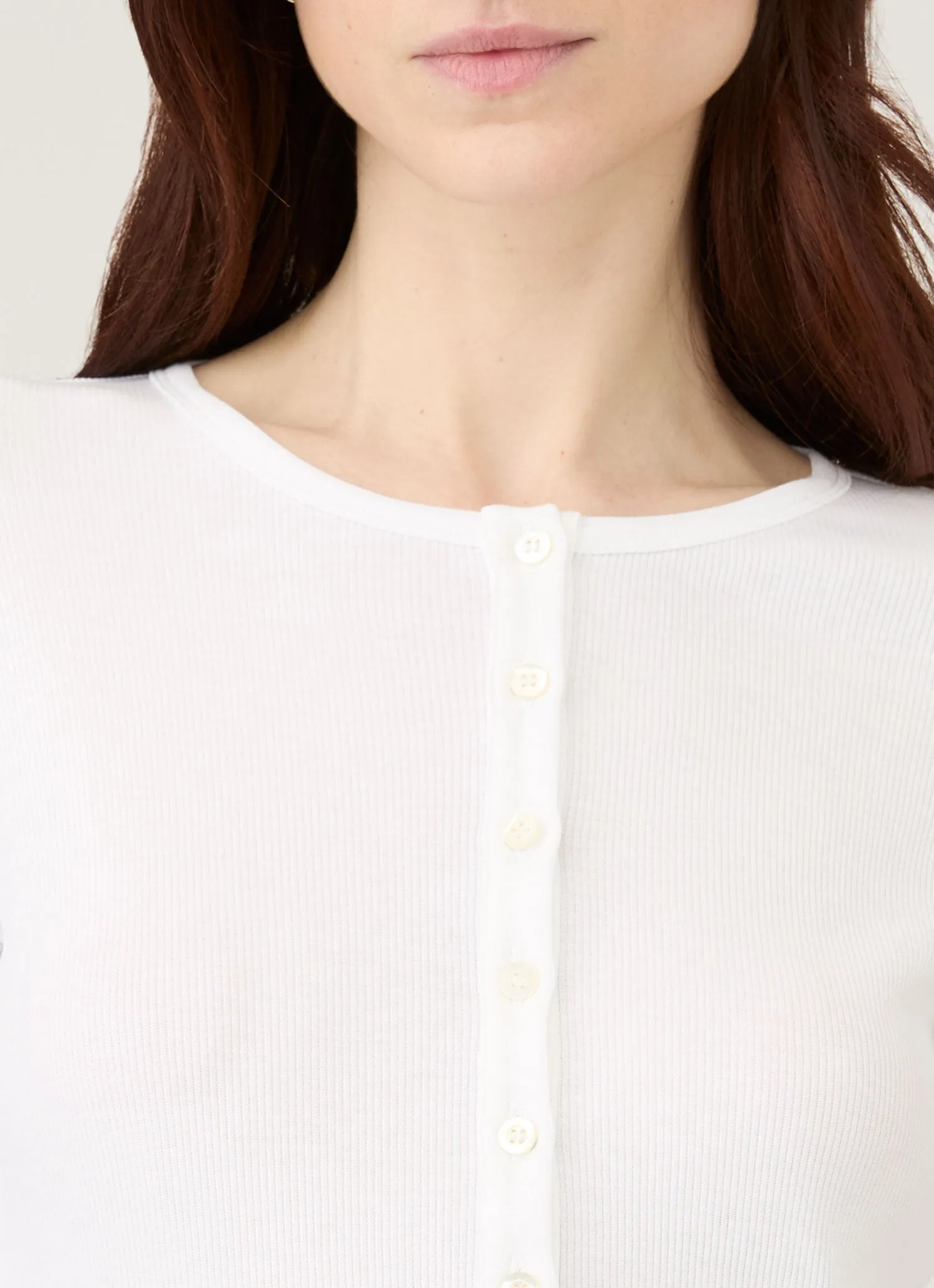 Women's Ribbed Henley in White sold by Sunspel product image thumbnail 4