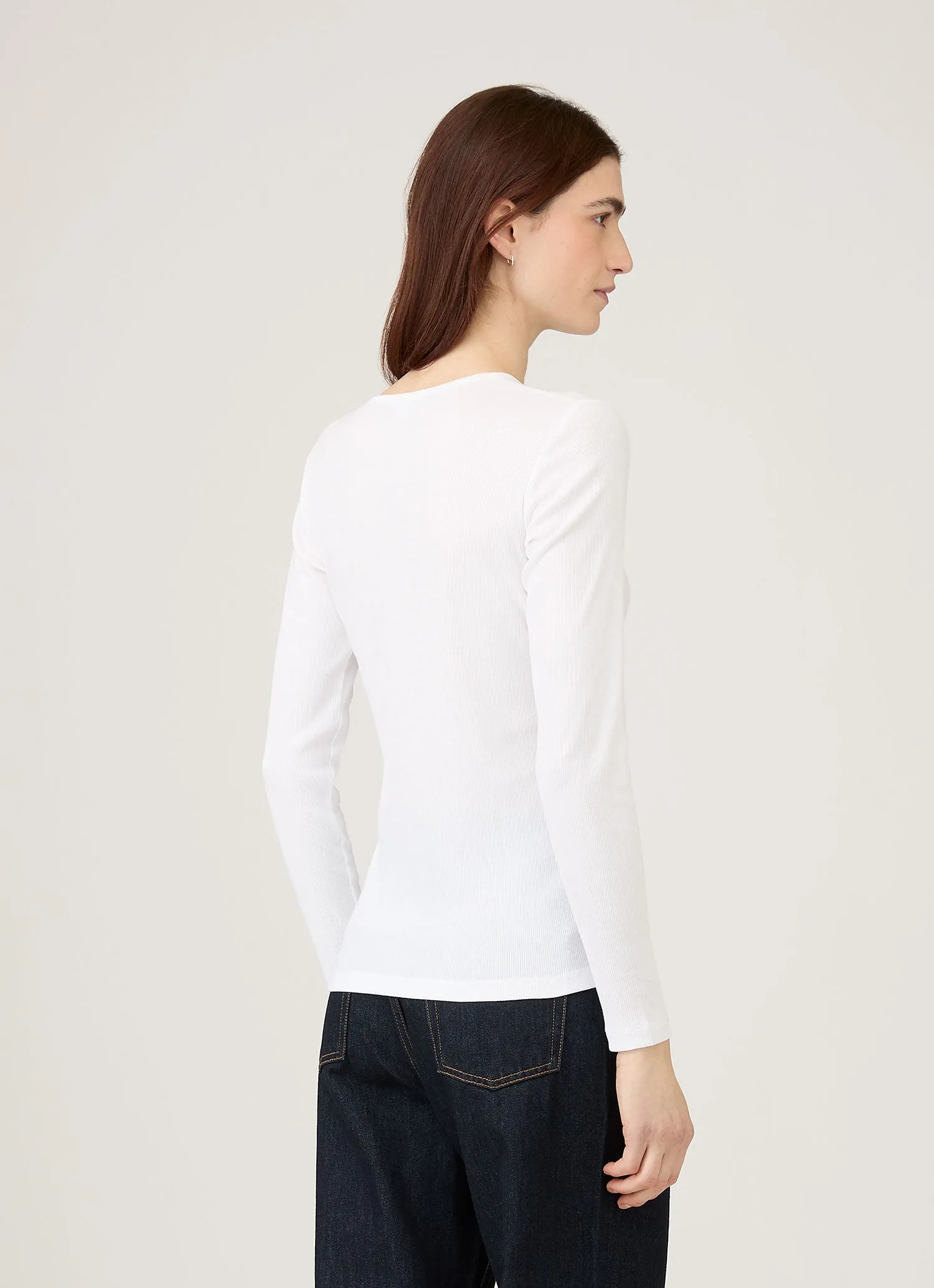 Women's Ribbed Henley in White sold by Sunspel product image thumbnail 3